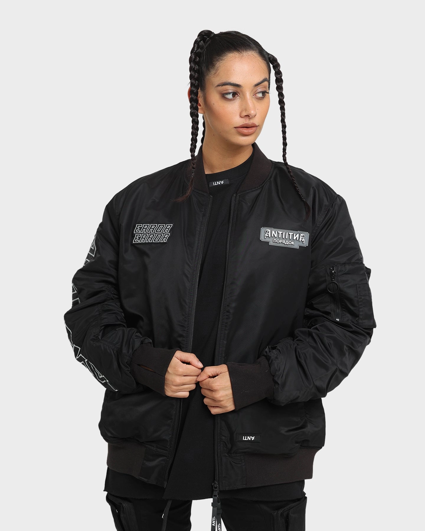 The Anti Order Oblivion Bomber Jacket Black suitable for product launches Autumn