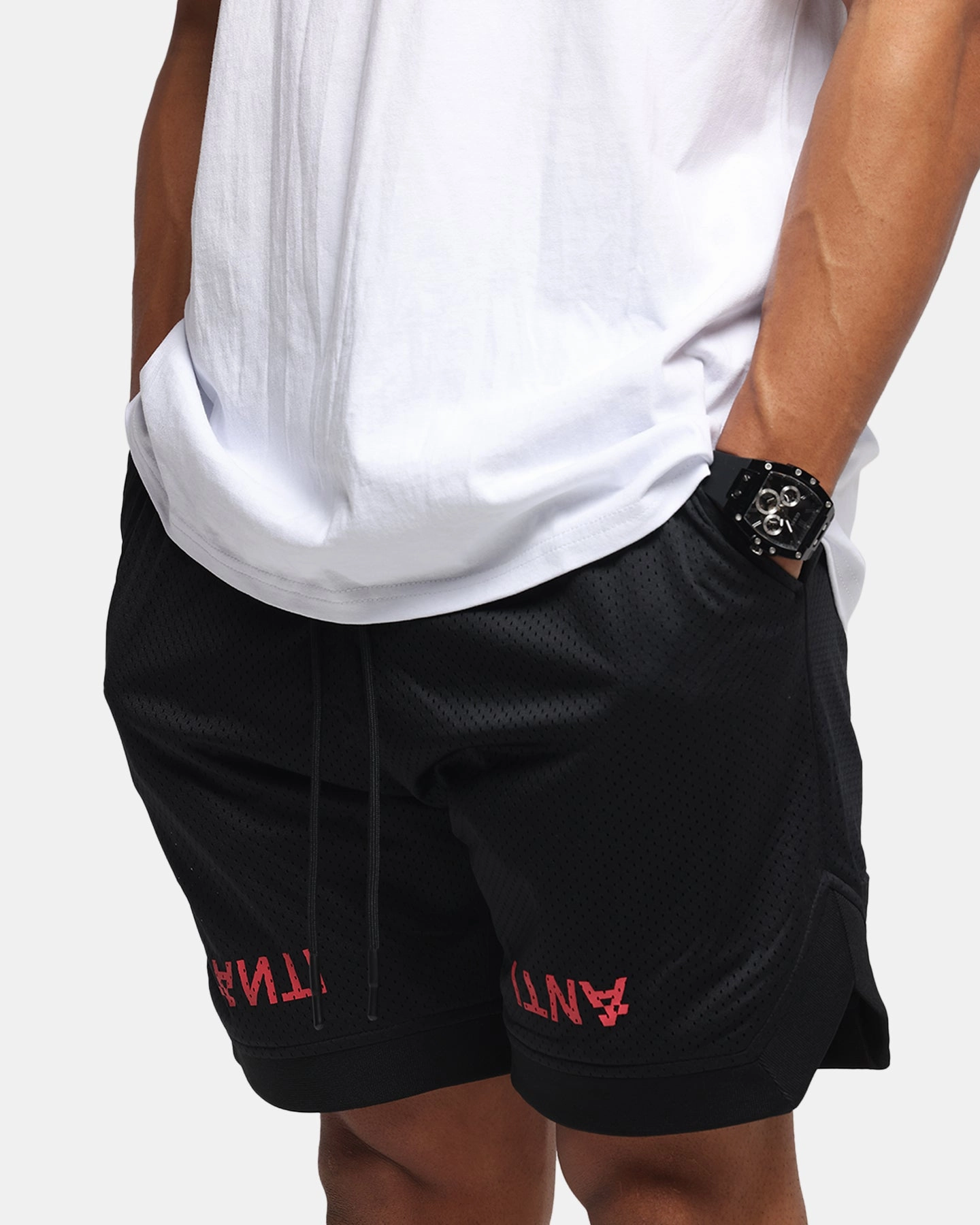 The Anti Order Post Season Basketball Shorts Black/Red Adjustable Fit