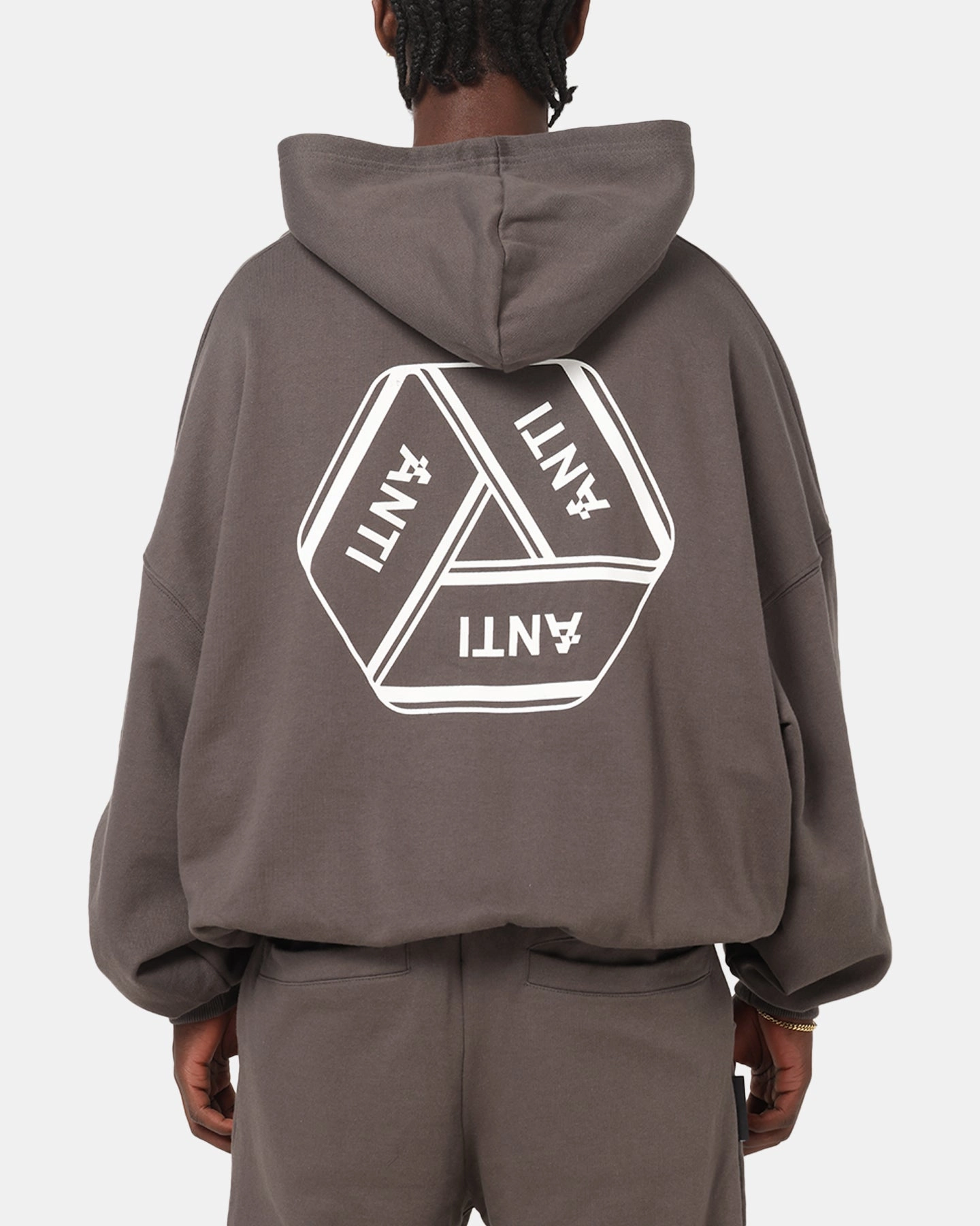 The Anti Order Reverse Logo Hoodie Charcoal Grey Camping Essential work environment