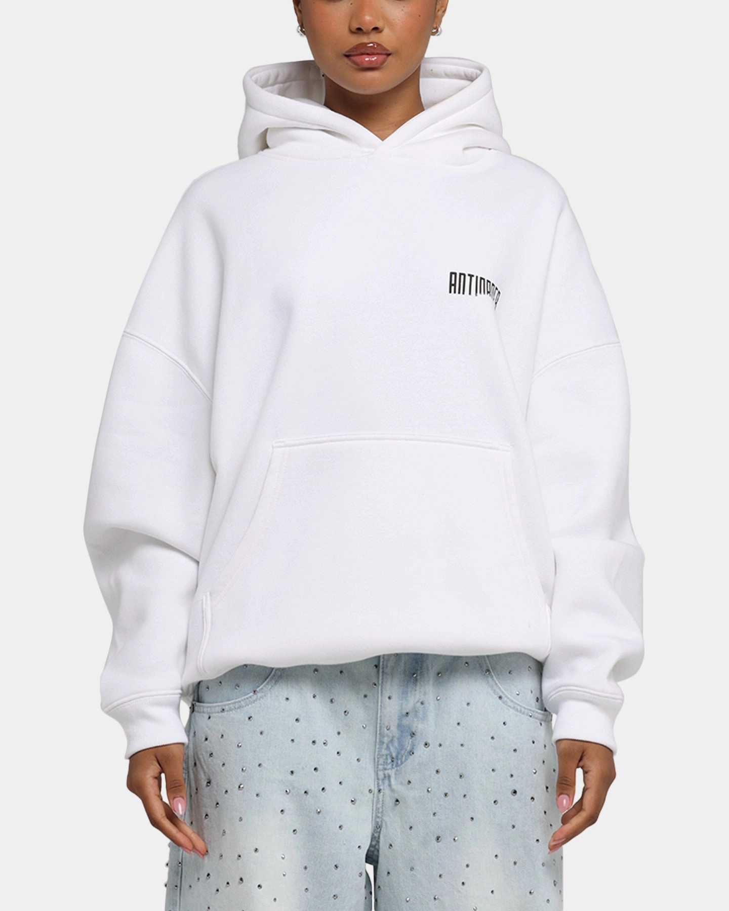 The Anti Order Ryuken Boxy Hoodie White No Snag Zipper