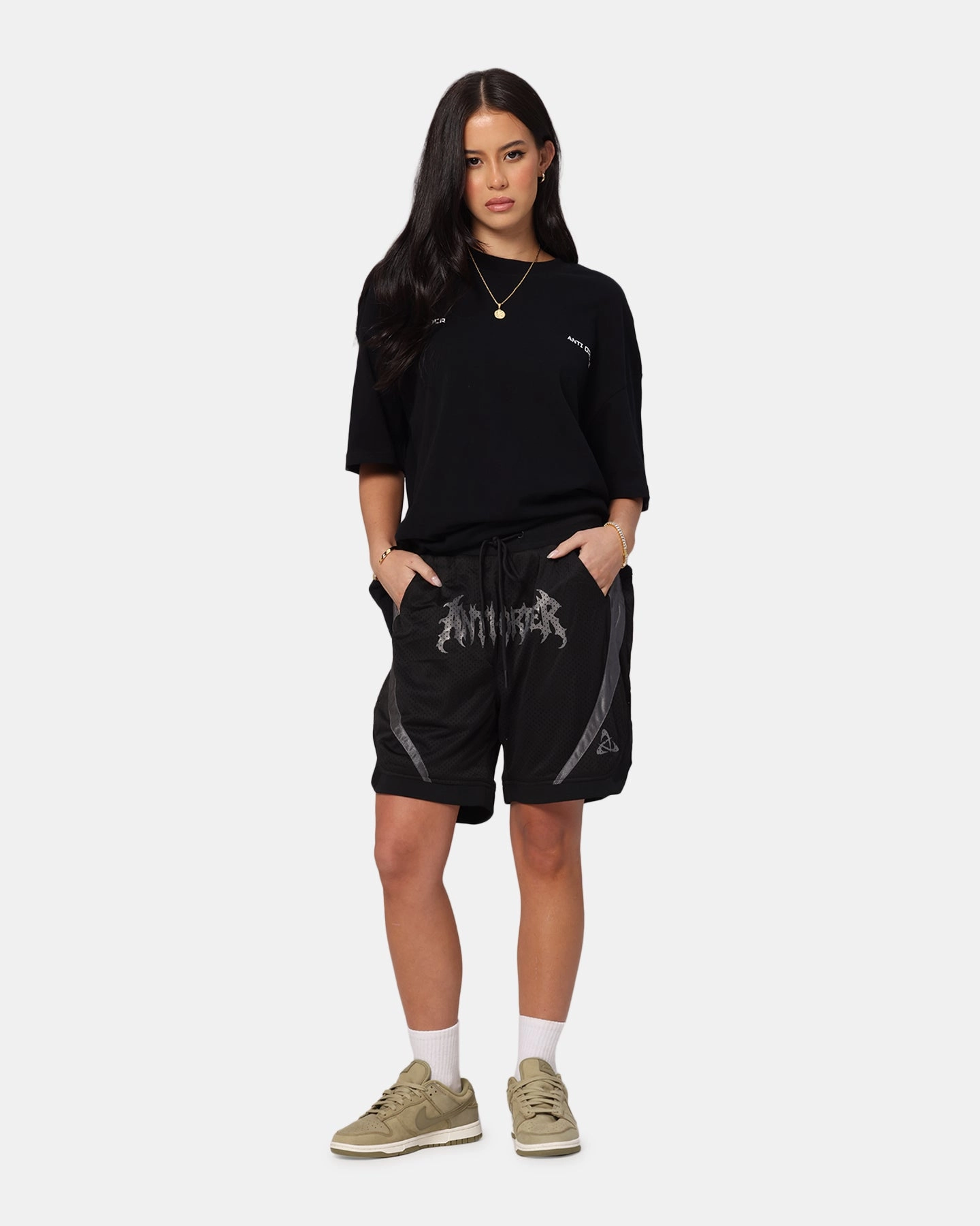 The Anti Order Sparta Mesh Basketball Shorts Black/Grey Non Cling Material Abrasion Proof Fabric