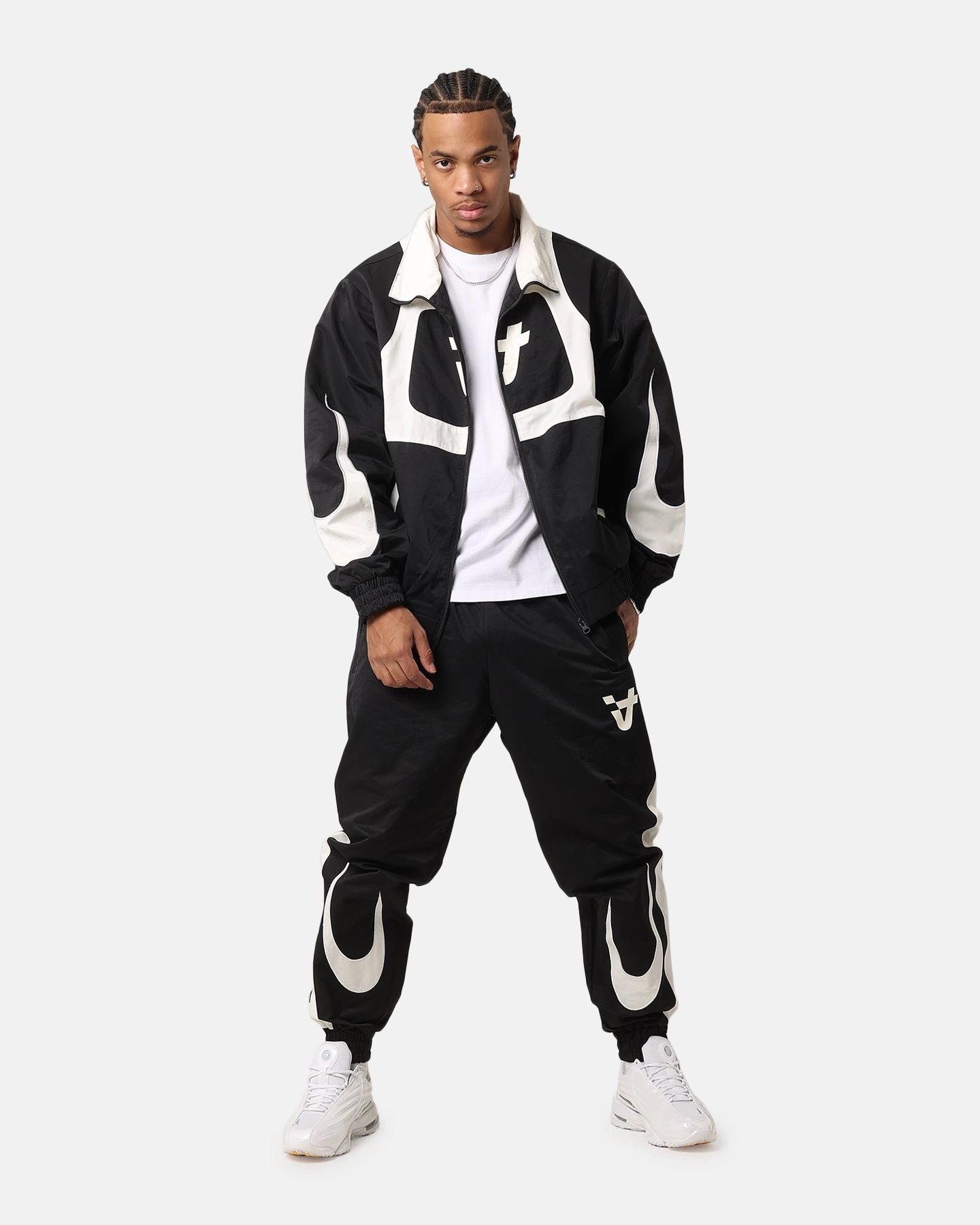 Adjustable Drawstring Waist Heavyweight The Anti Order Speed Windbreaker Jacket Black/Off White