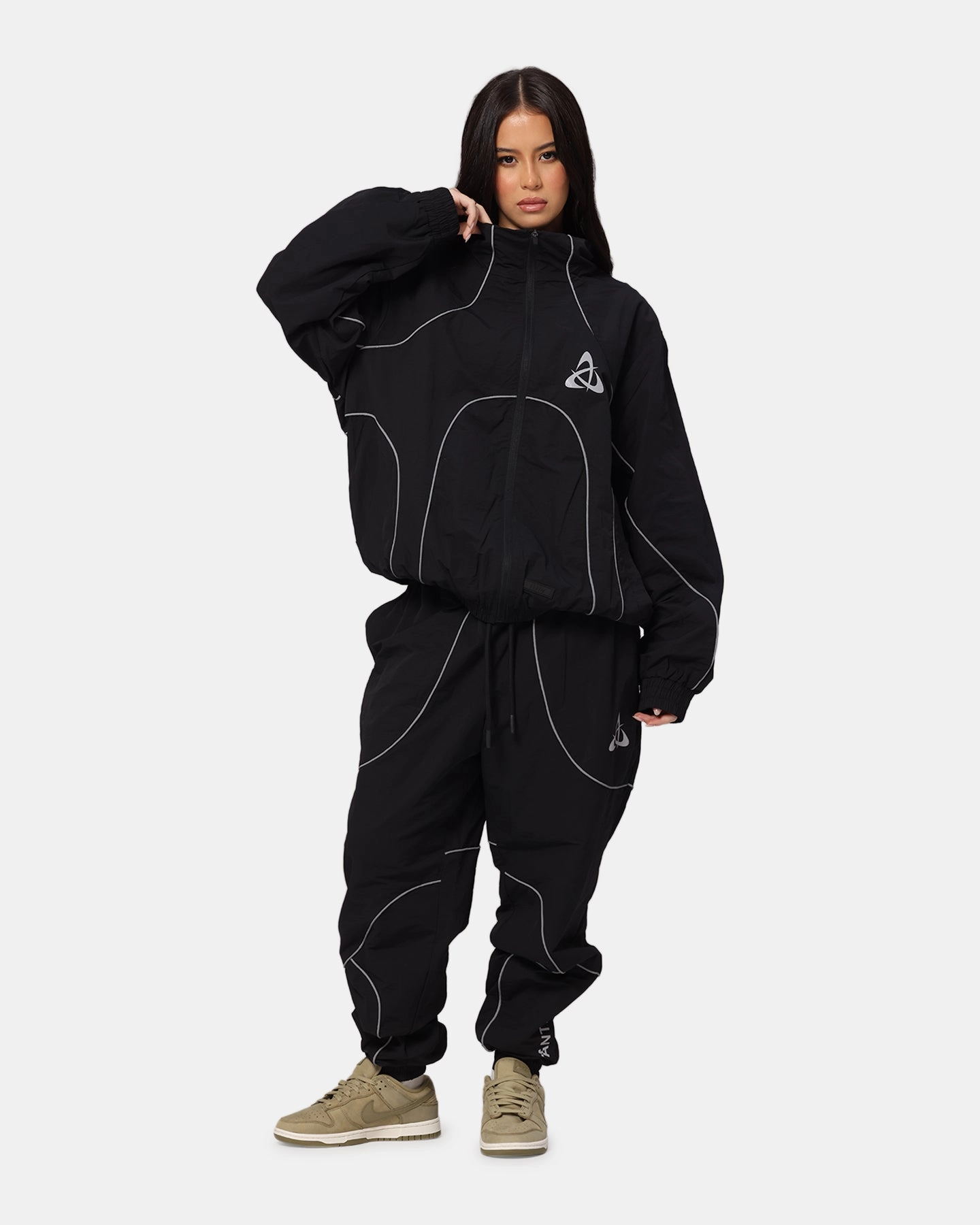 Warm and Practical The Anti Order Stereo Nylon Track Jacket Black