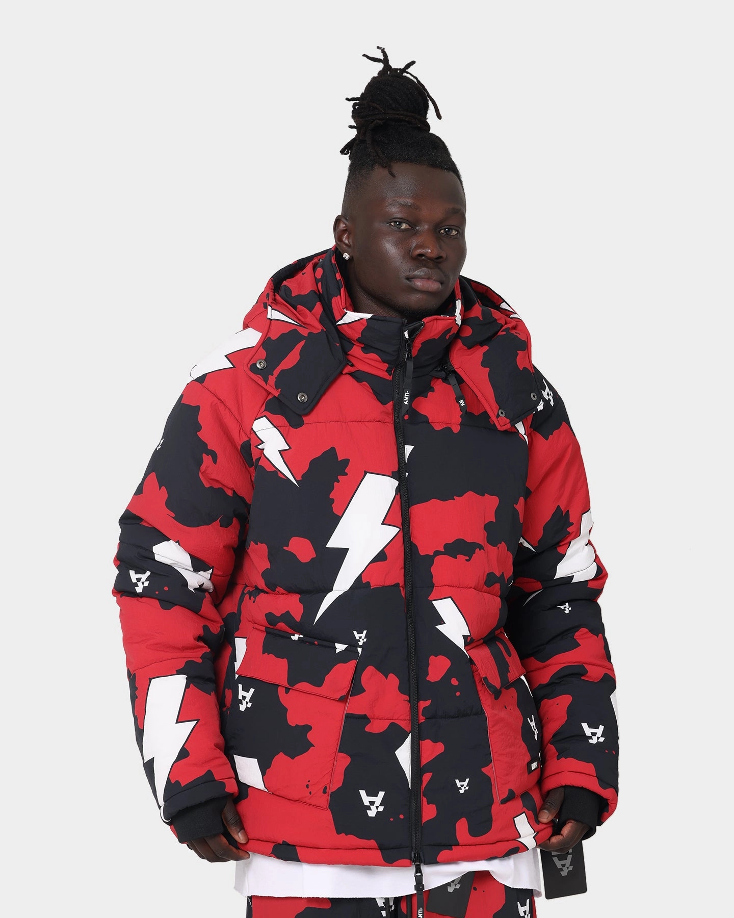 gift - giving option The Anti Order Storm Camo Puffer Jacket Black/Red/White