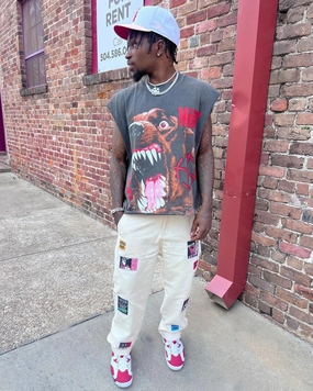 Ultra Soft Texture The Night Shift Dog Muscle T-Shirt Black Wash