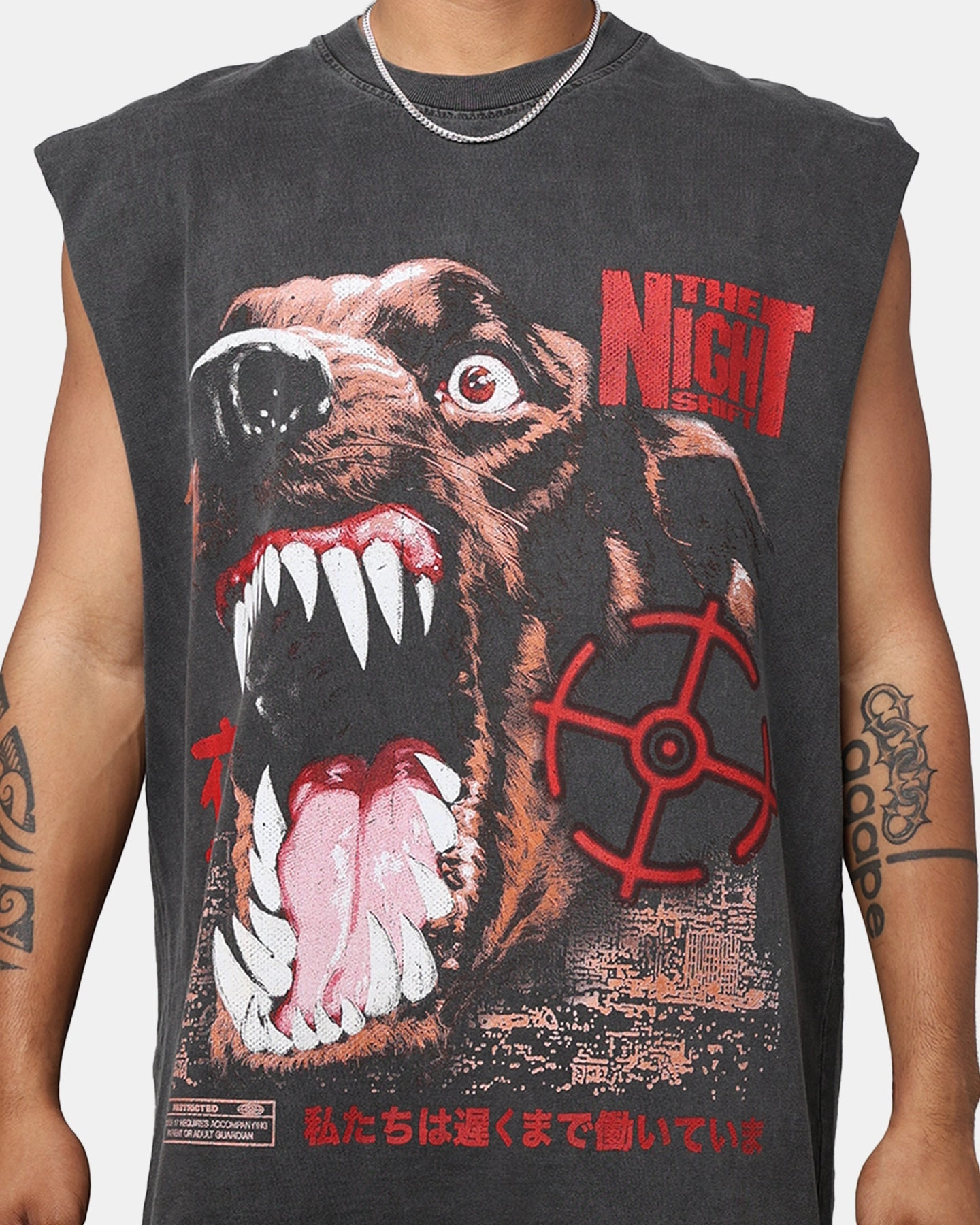 oversized but not shapeless The Night Shift Dog Muscle T-Shirt Black Wash