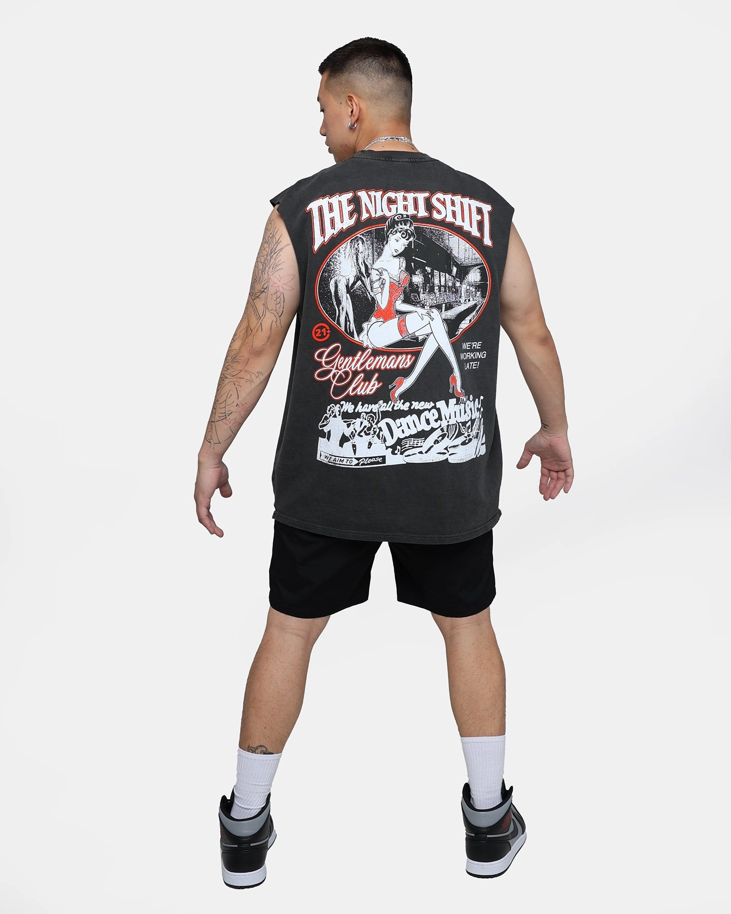 Cozy and Soft The Night Shift Gentlemen's Club Muscle T-Shirt Black Wash