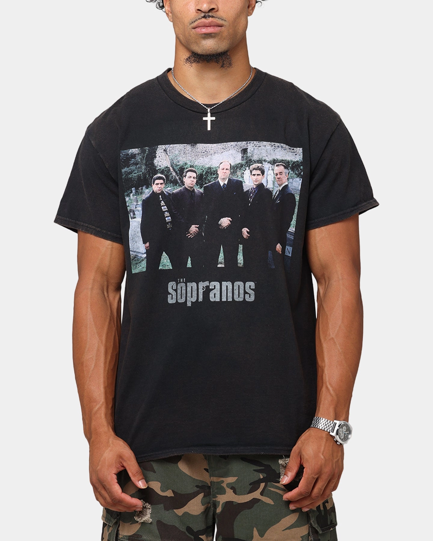 The Sopranos Family Portrait T-Shirt Black Vintage Anti Odor Treatment Organic Cotton Construction