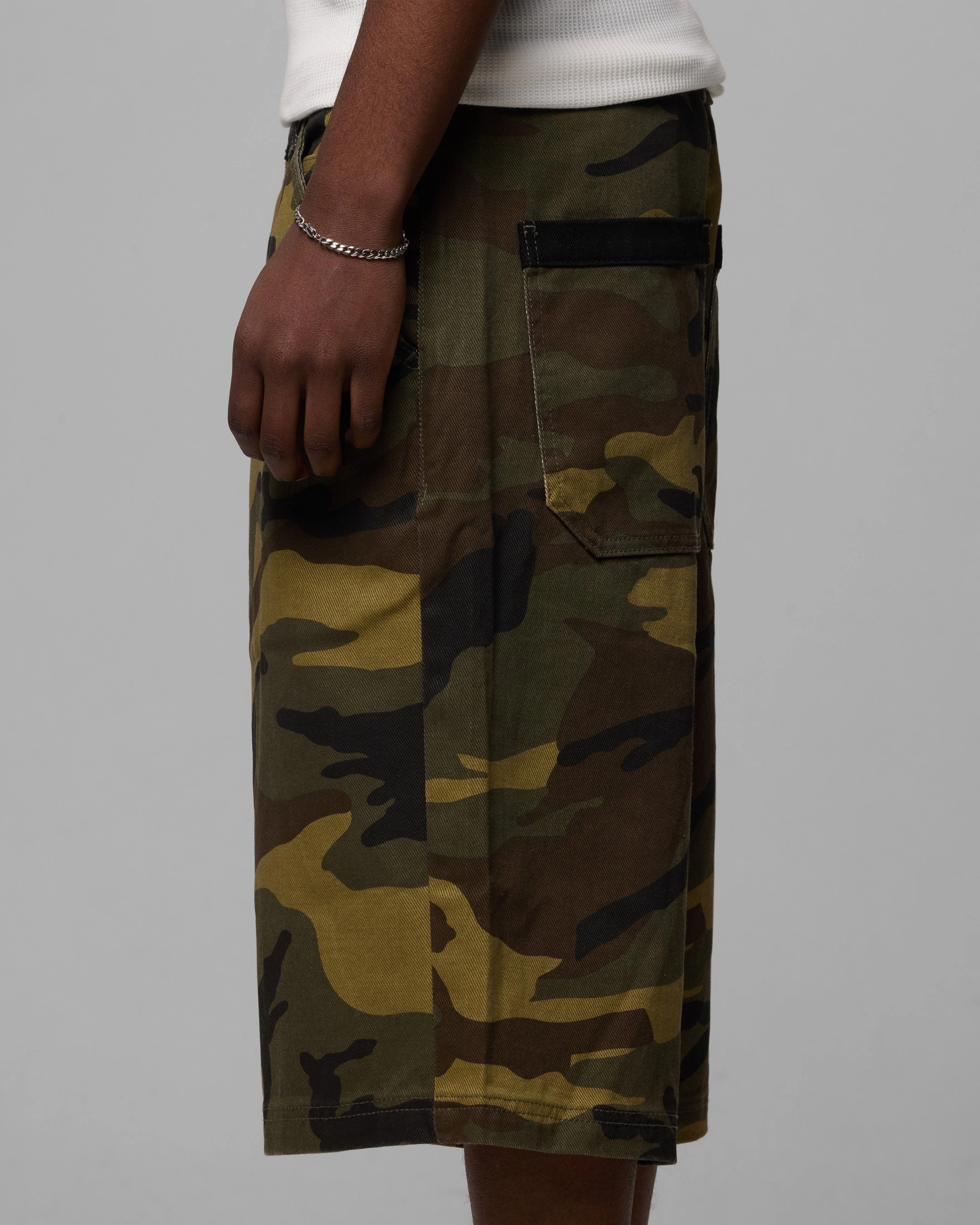 Loiter Collateral Jorts Woodland Camo Linen shorts Bootcut style