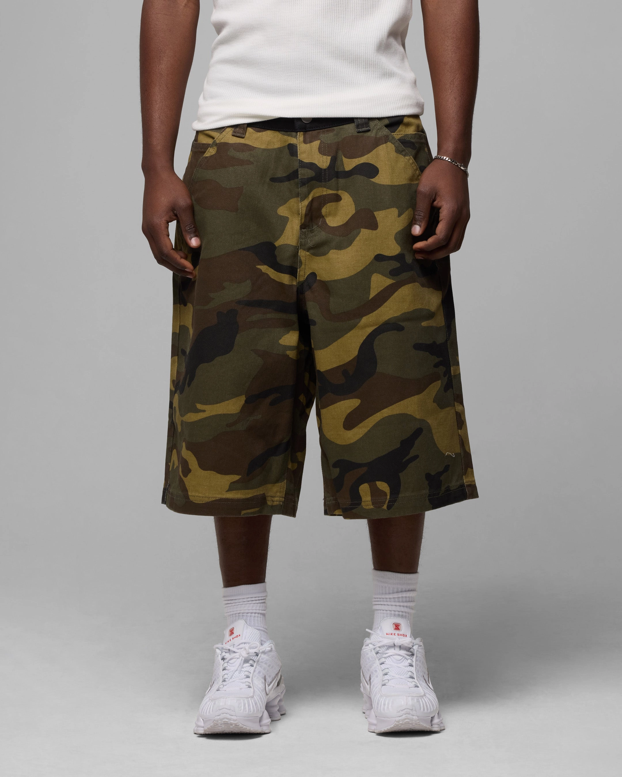 LaserCutEdging Non Restrictive Waistband Loiter Collateral Jorts Woodland Camo
