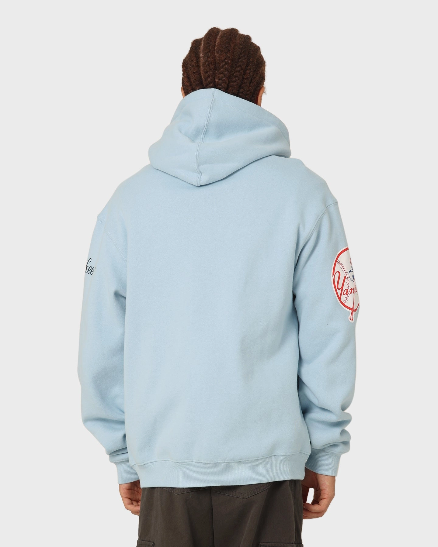 Asset Drop Hood Style Majestic Athletic New York Yankees World Series Champ Graphic Hoodie Glacial Blue