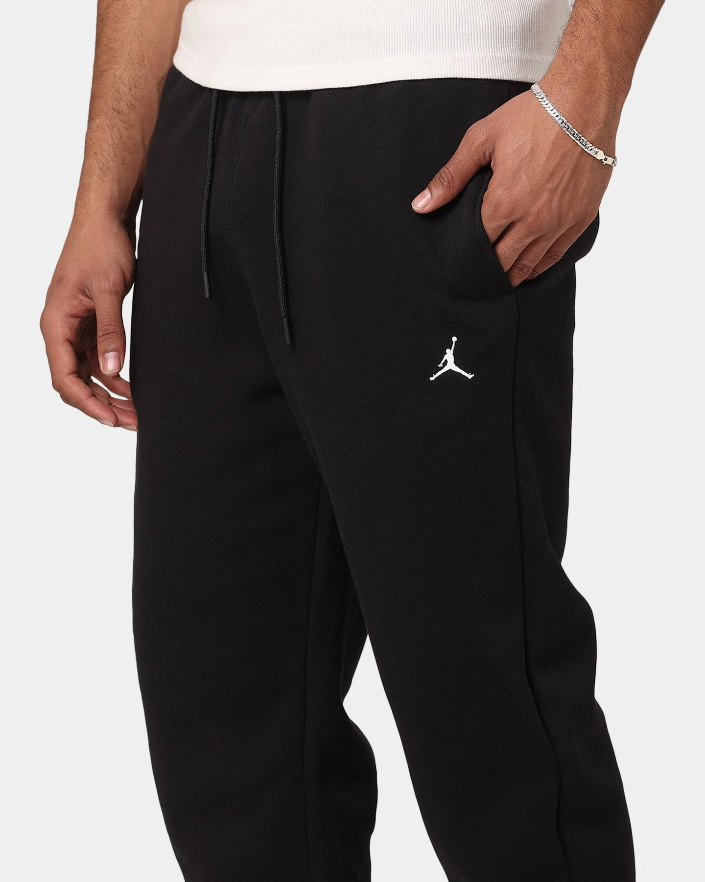 Jordan Brooklyn Fleece Pant Black/White Reflective Trim Versatile Waist