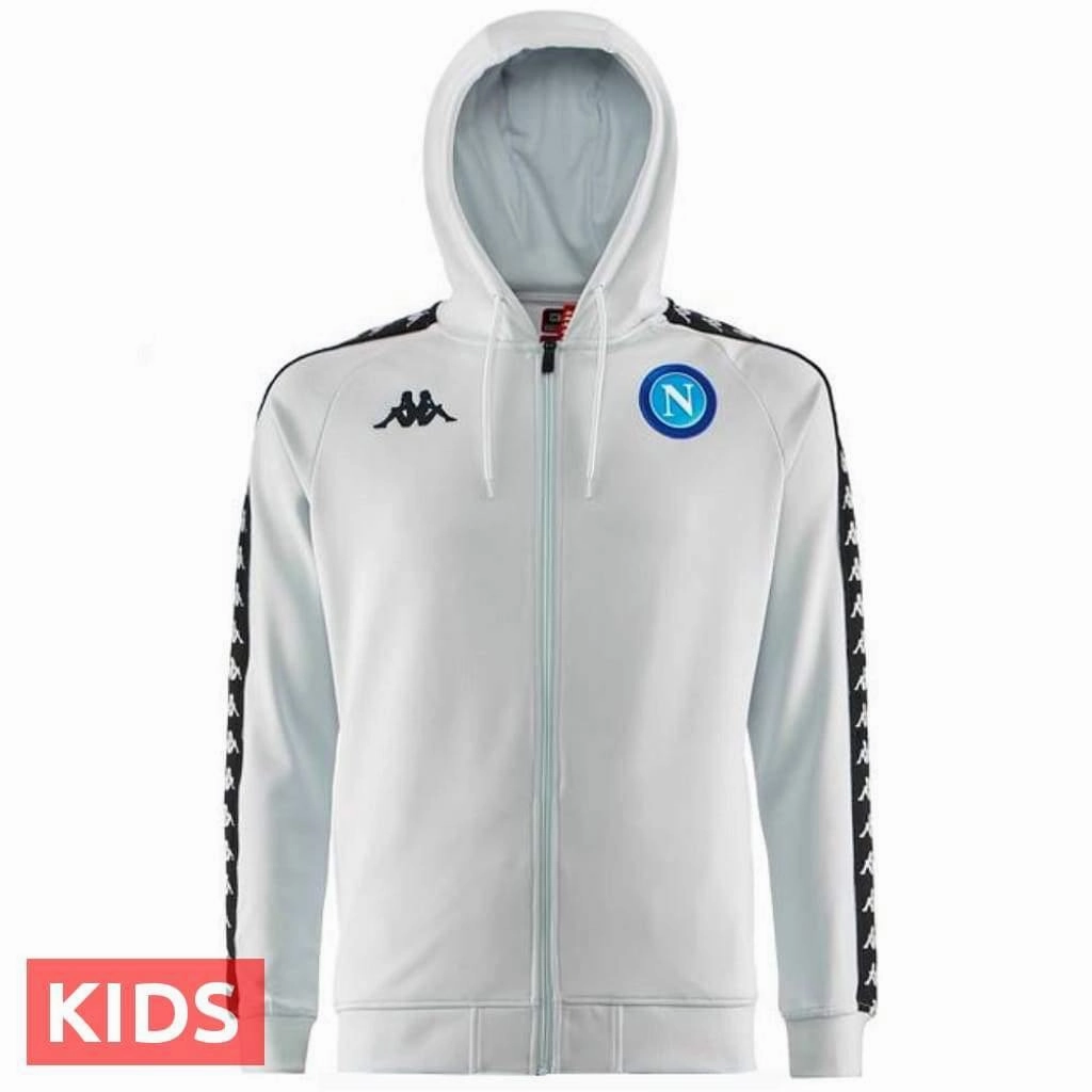 Military-inspired Kids - SSC Napoli UCL hooded presentation soccer tracksuit 2018/19 - Kappa