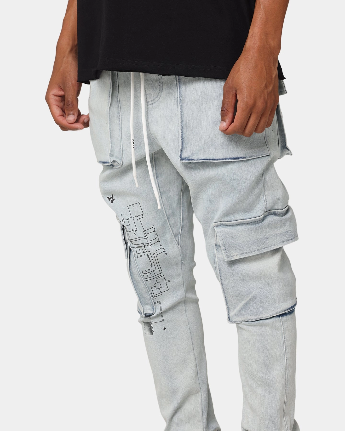 The Anti Order Blueprint Denim Joggers Superwash Blue Reinforced Pockets Tapered Look