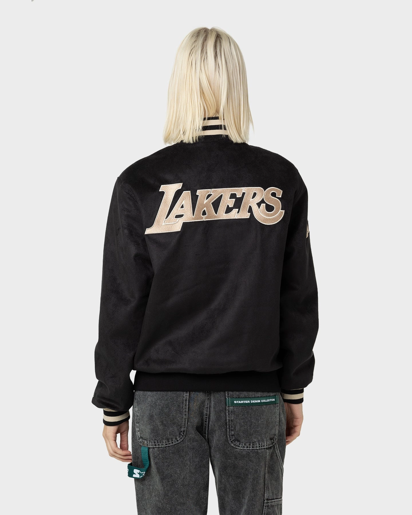 New Era Los Angeles Lakers Suede Jacket Black young people Durable Seams