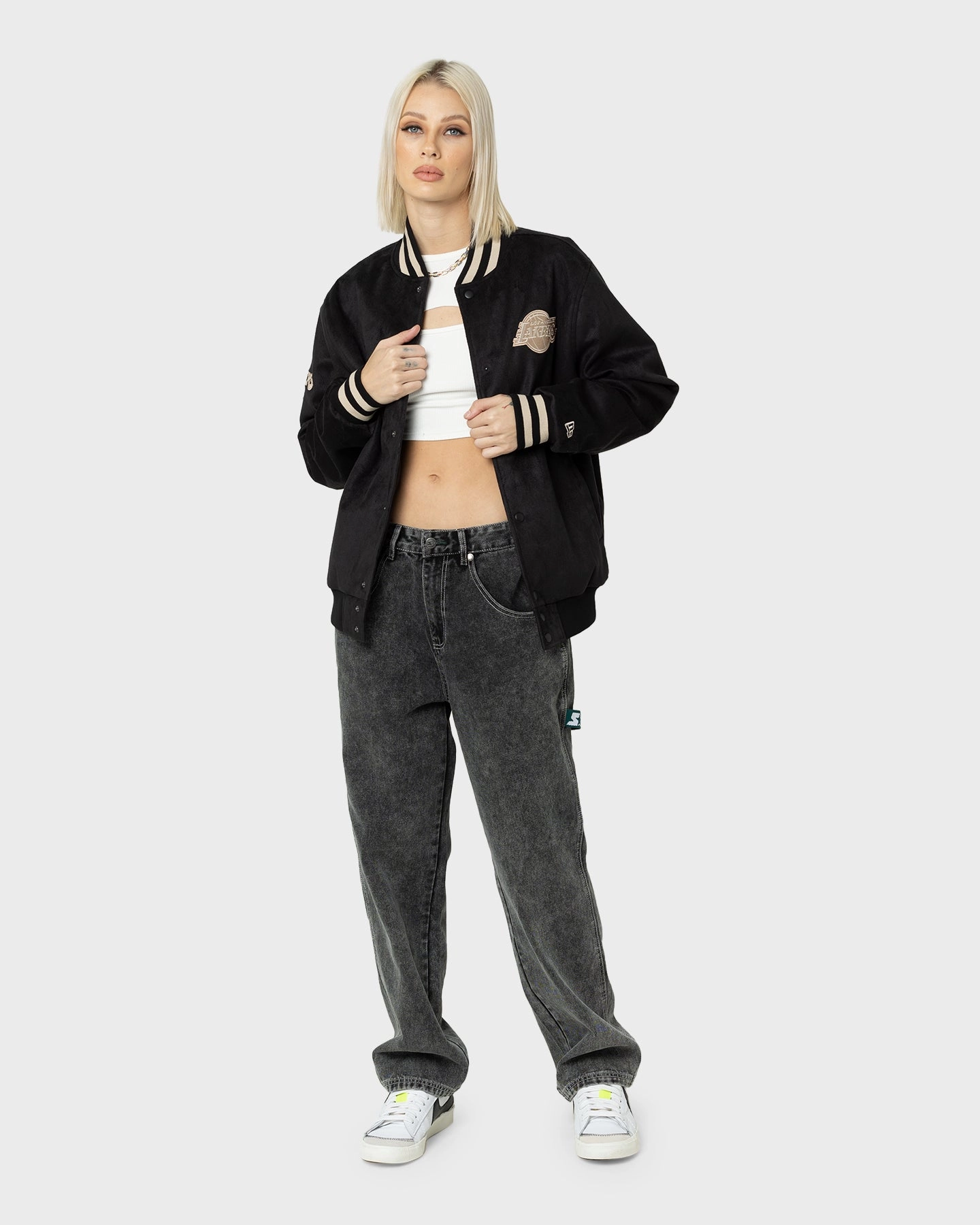 Temperature Regulating suitable for modeling New Era Los Angeles Lakers Suede Jacket Black