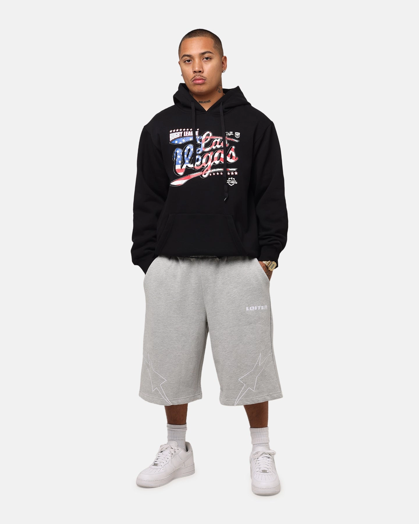 Budget Friendly Tidwell NRL 2025 Las Vegas Round Flag Hoodie Black