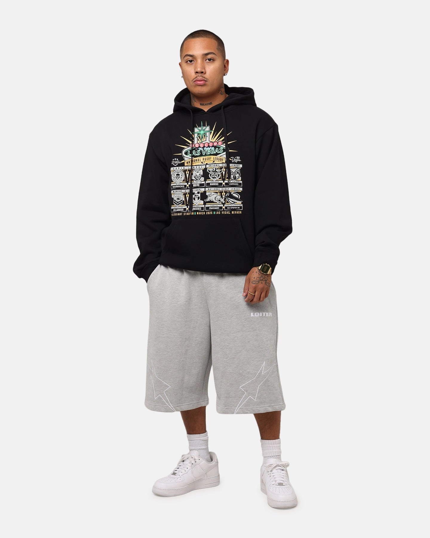 Tidwell NRL 2025 Las Vegas Round Sign Hoodie Black Lizard like