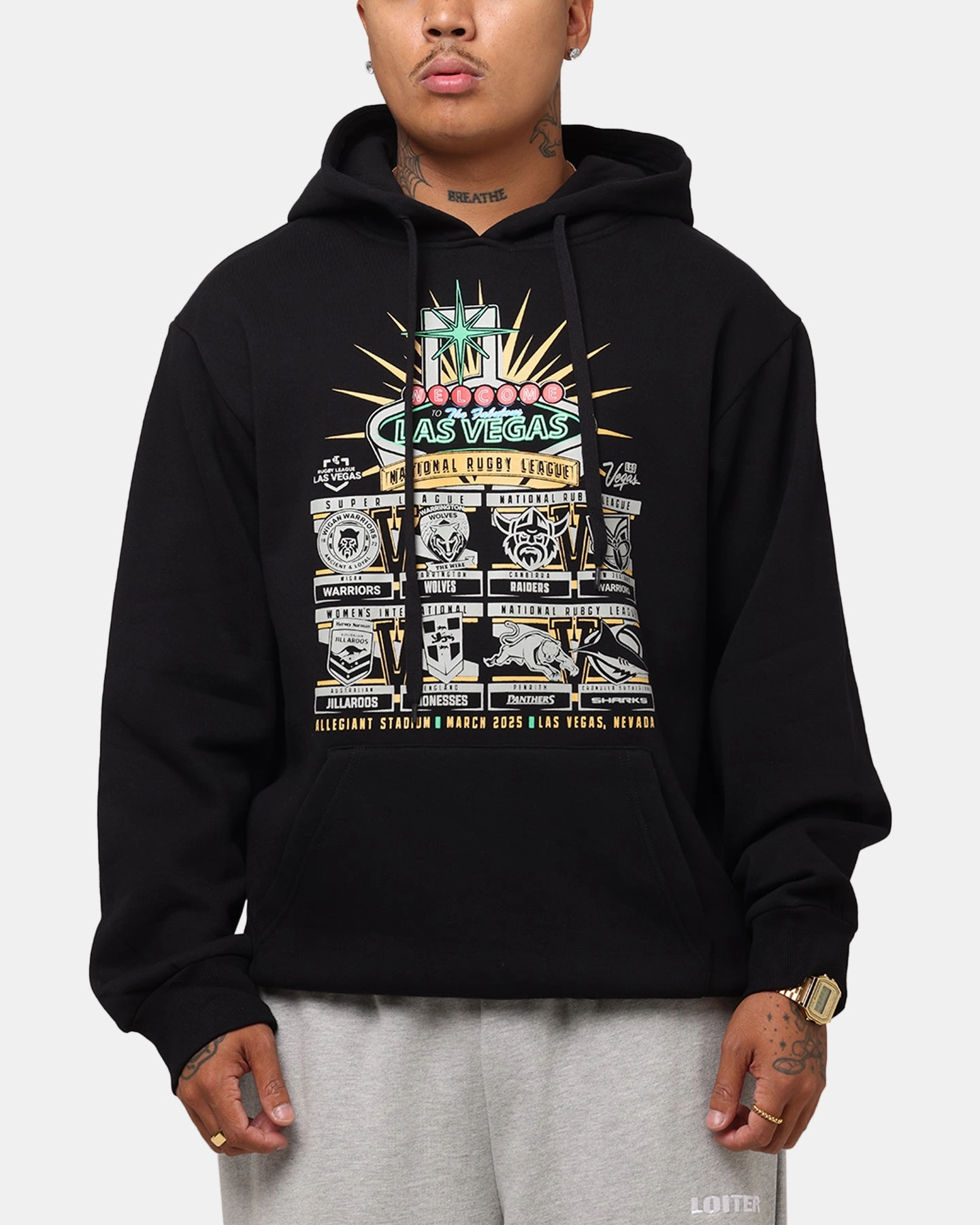 Spring Layer Tidwell NRL 2025 Las Vegas Round Sign Hoodie Black