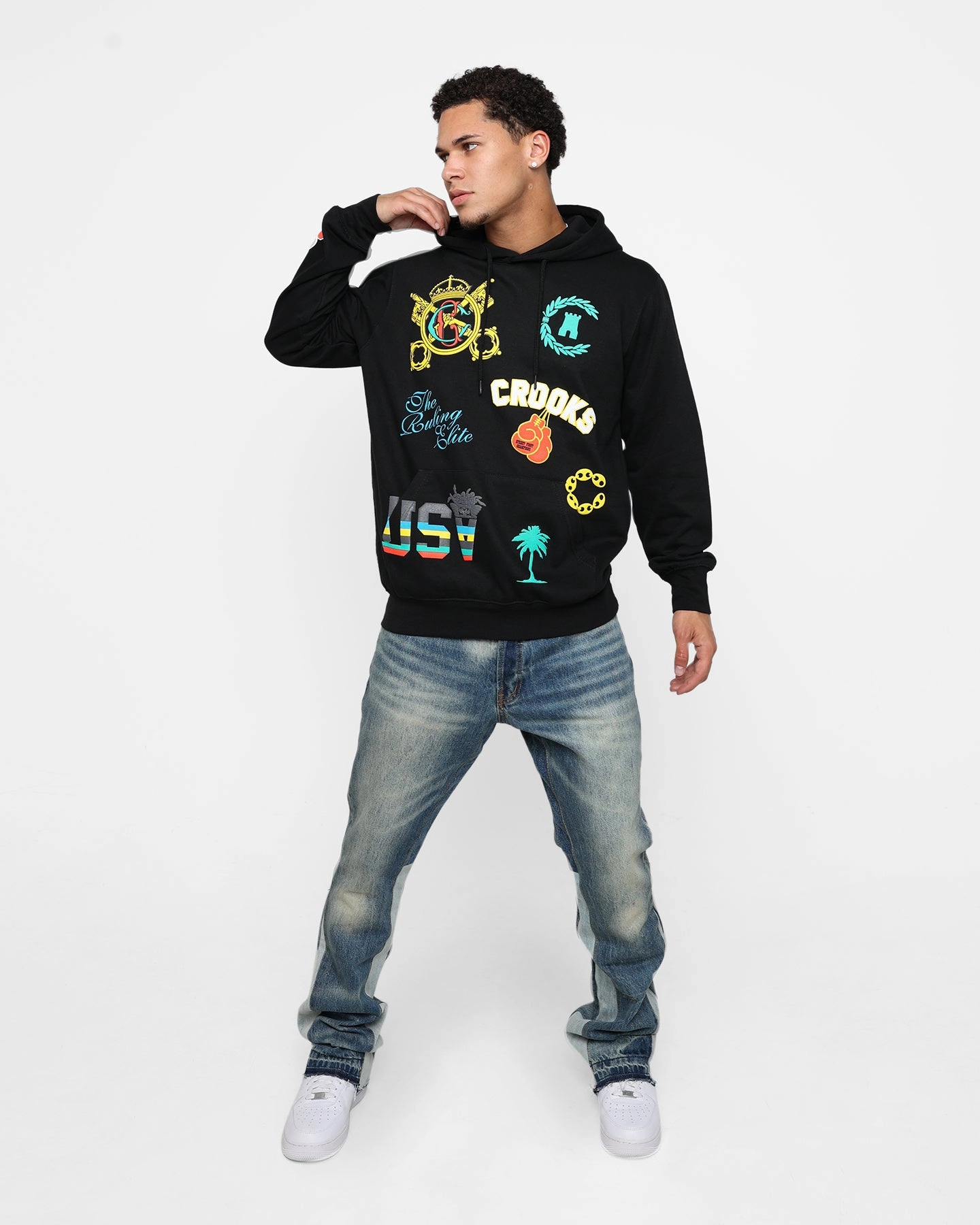 Stretchable Fabric Crooks & Castles Everything Goes Hoodie Black
