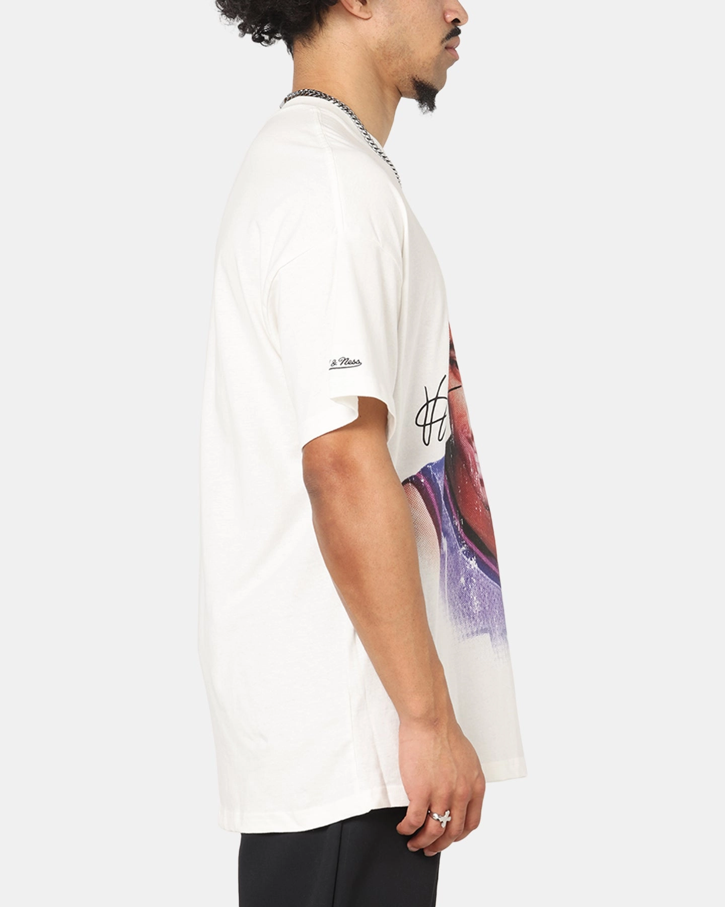 Printed Logo Mitchell & Ness Toronto Raptors Vince Carter Big Head T-Shirt Vintage White