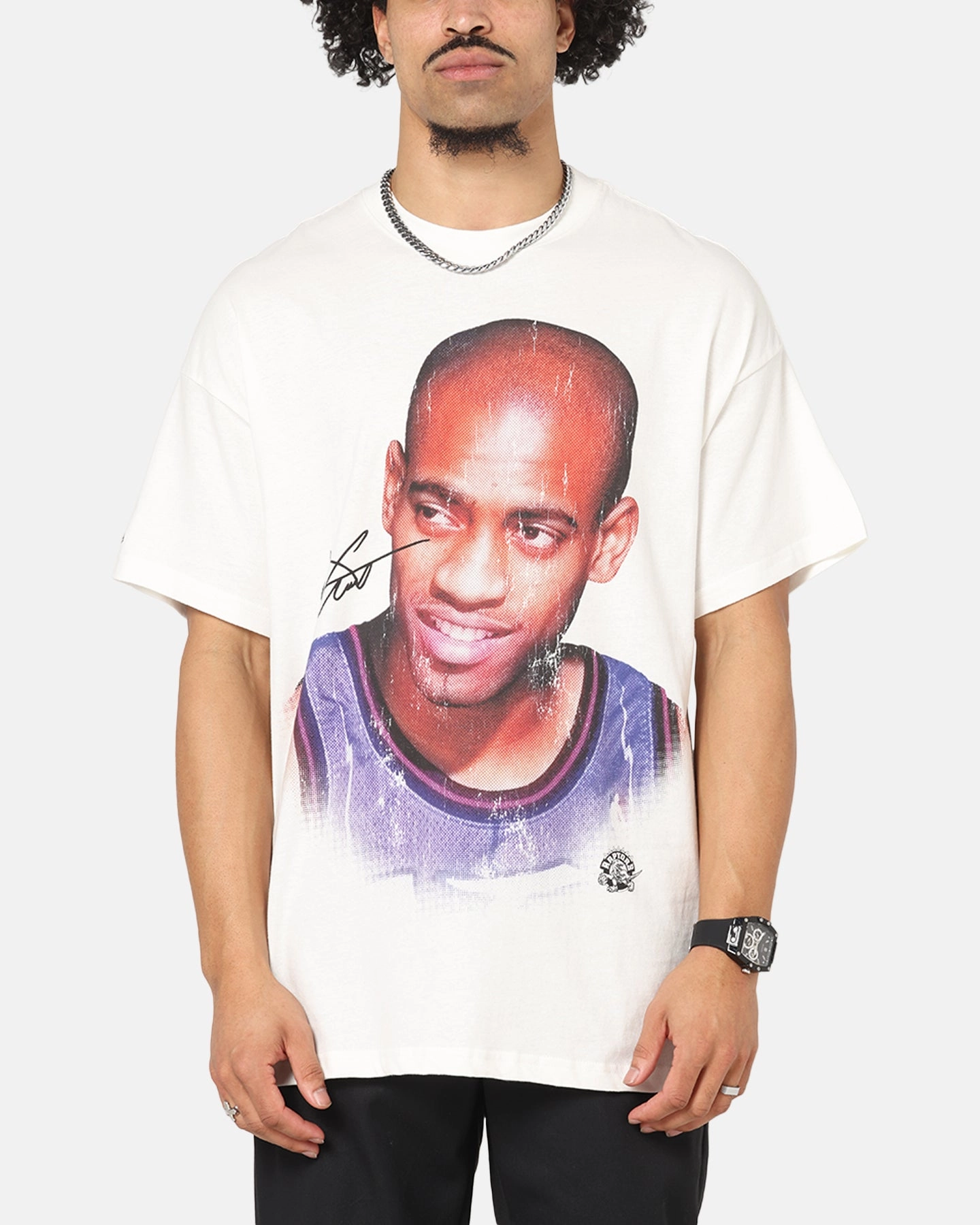 Trendy Style Mitchell & Ness Toronto Raptors Vince Carter Big Head T-Shirt Vintage White
