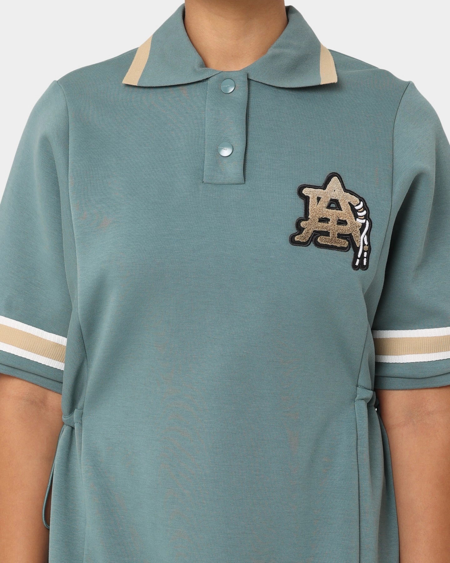 Adidas Women's Modern Collegiate Polo Dress Hazy Emerald Simple Fit Fashion Active