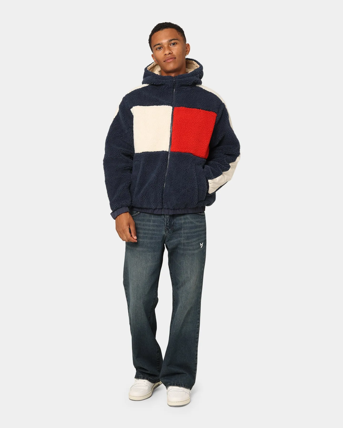 Solid Tommy Jeans TJM Reversible Sherpa Jacket Twilight Navy/Multi-Coloured
