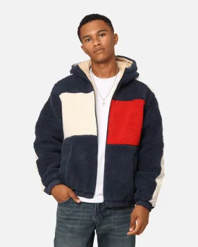 Tommy Jeans TJM Reversible Sherpa Jacket Twilight Navy/Multi-Coloured Storm Fit Four Way Stretch
