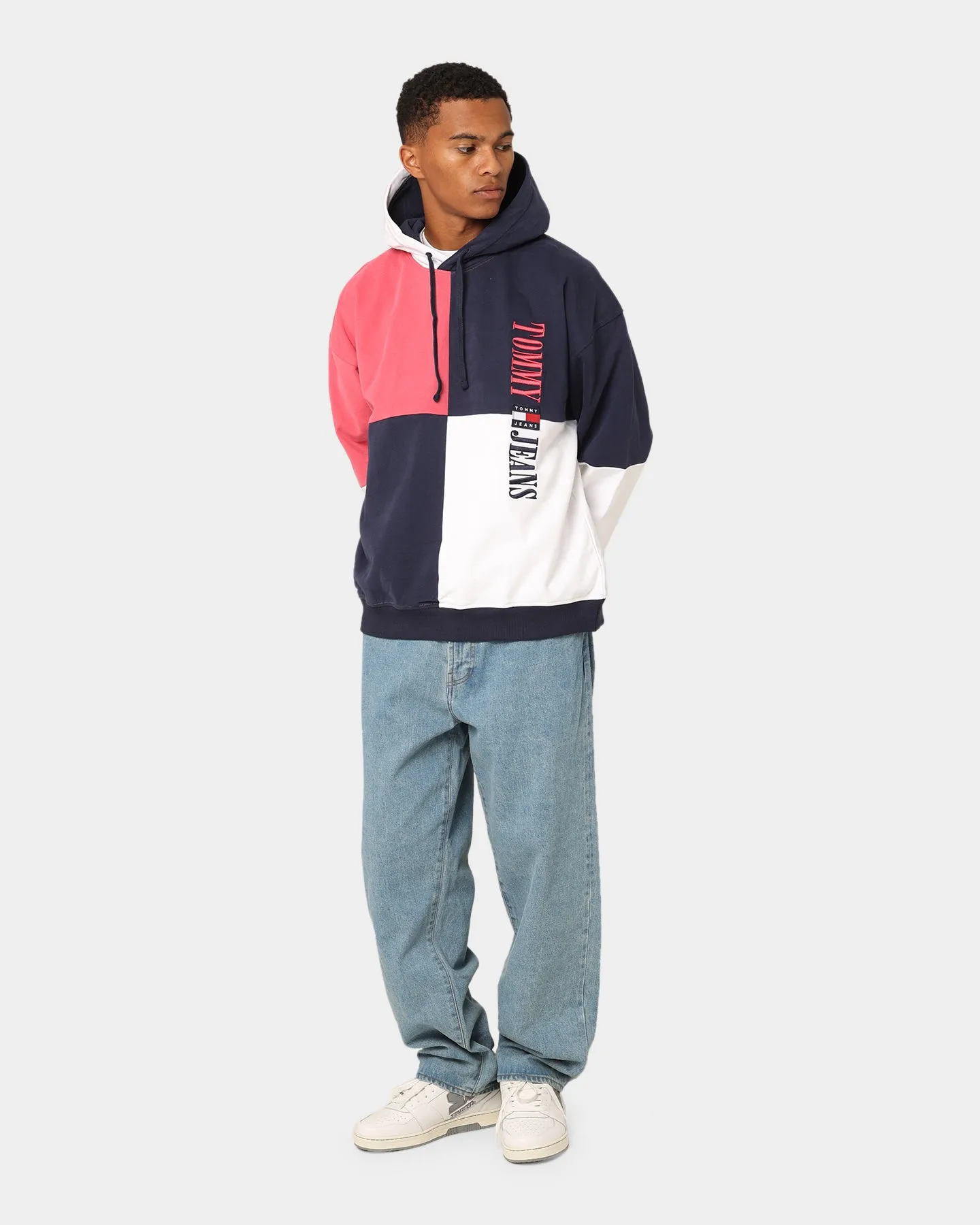 Layered Collar Design platform Tommy Jeans TJM Skater Archive Block Hoodie Twilight Navy