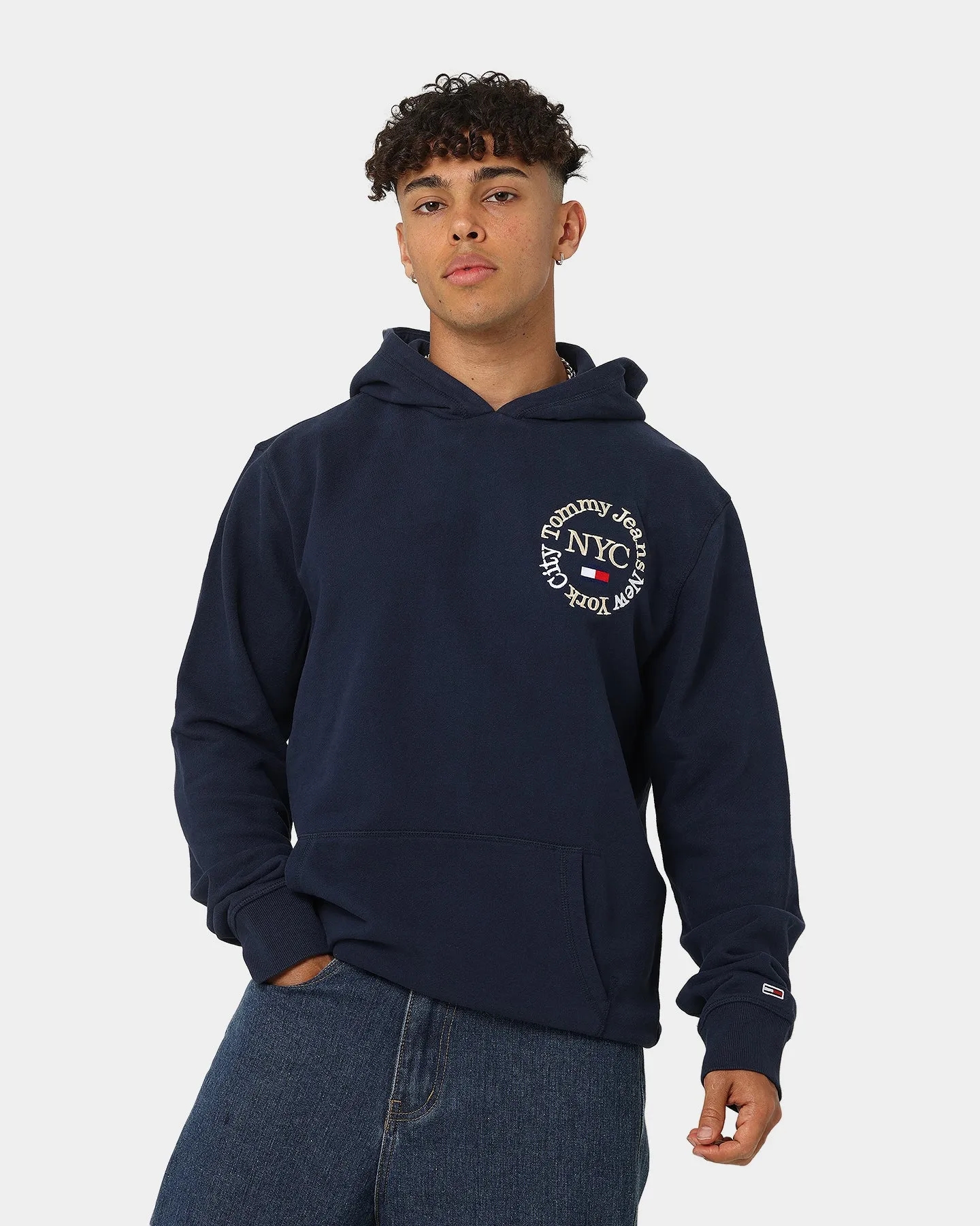 Gravity Defying Weight Anti Slip Shoulder Pads Tommy Jeans TJM Timeless Circle Hoodie Twilight Navy