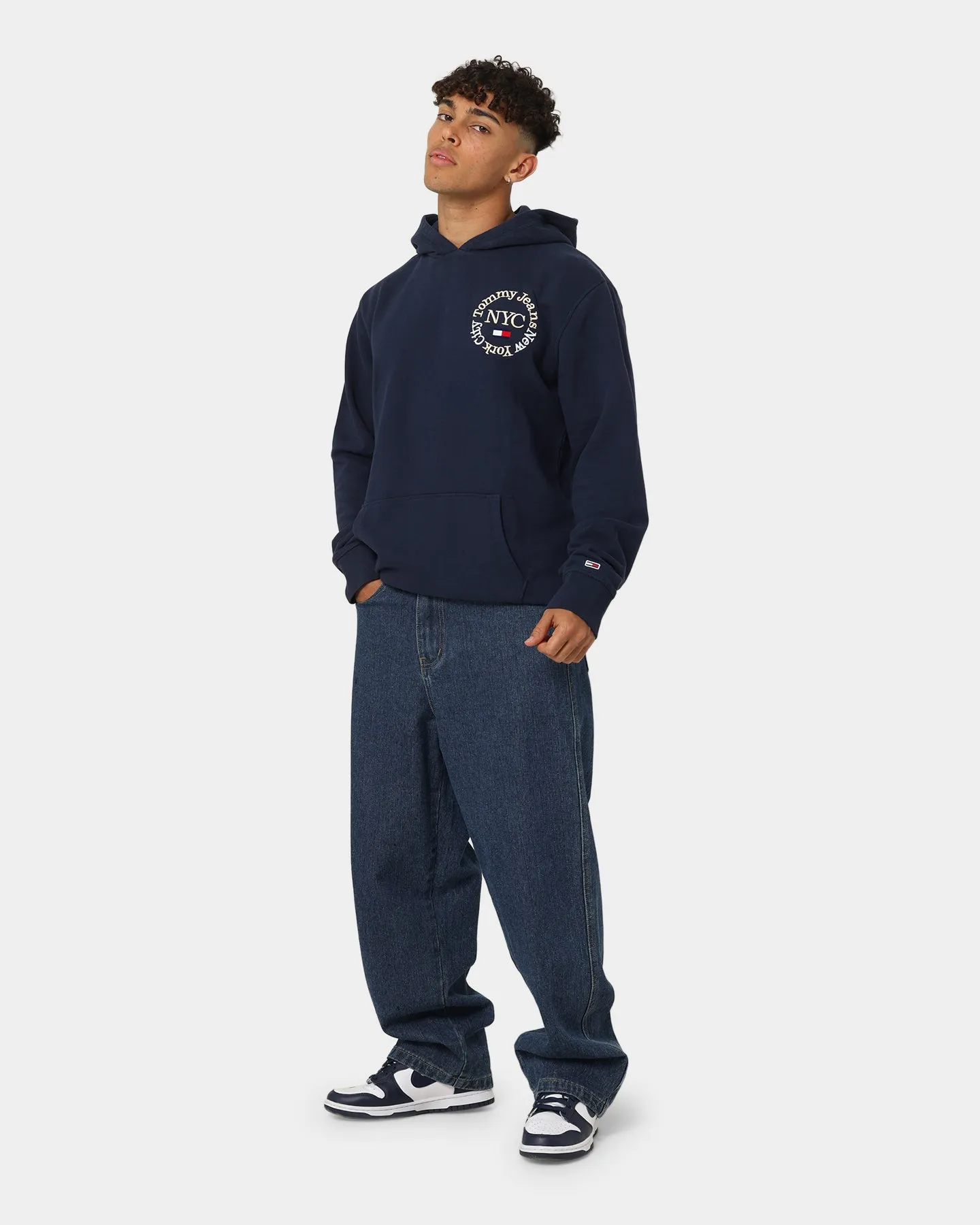 Tommy Jeans TJM Timeless Circle Hoodie Twilight Navy Functional Fit Ribbed Cuffs