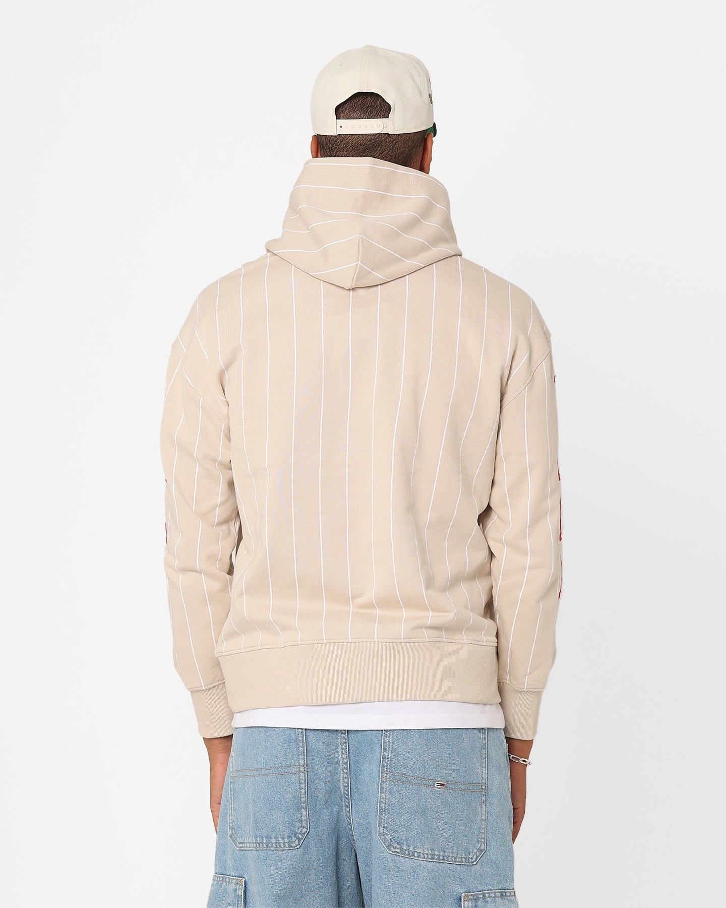 Short Sports use Tommy Jeans Relaxed Pinstripe Hoodie Classic Beige