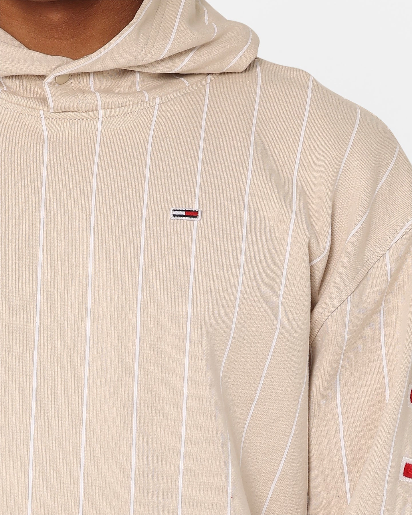 Cold-Weather Comfort outdoor barbecue Tommy Jeans Relaxed Pinstripe Hoodie Classic Beige