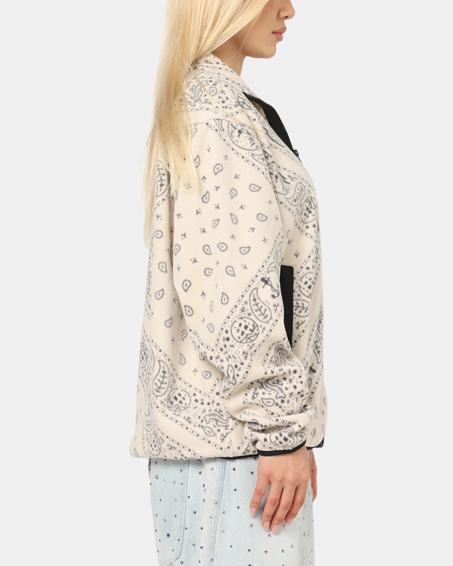 Event Tommy Jeans Relaxed Zip Paisley Fleece Jacket Newsprint