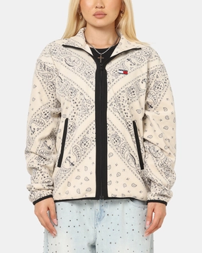 Tommy Jeans Relaxed Zip Paisley Fleece Jacket Newsprint Heritage