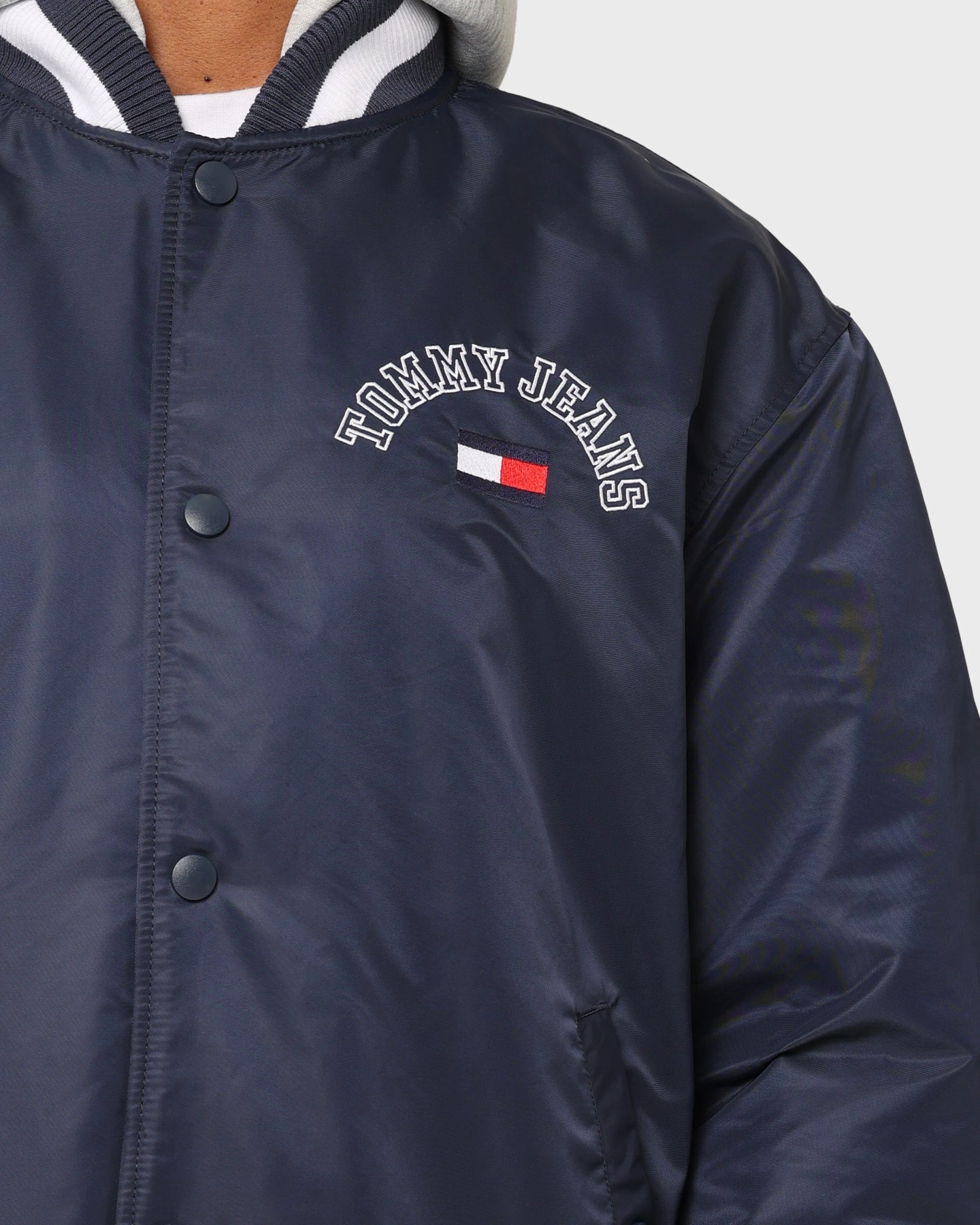 Thrive Tommy Jeans TJM Graphic Satin Bomber Jacket Twilight Navy