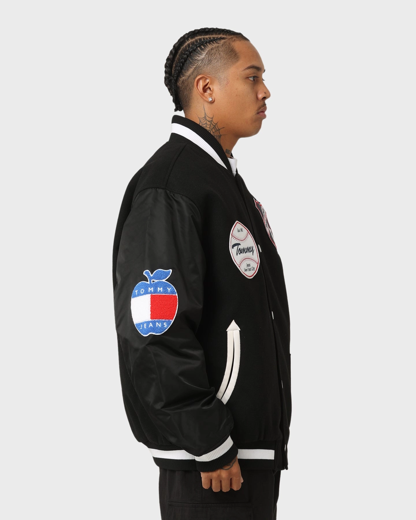 Tommy Jeans TJM Letterman Jacket Black Worship Stylish