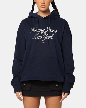 Tommy Jeans TJM Luxe Serif Relax Hoodie Dark Night Navy Fashion Energy