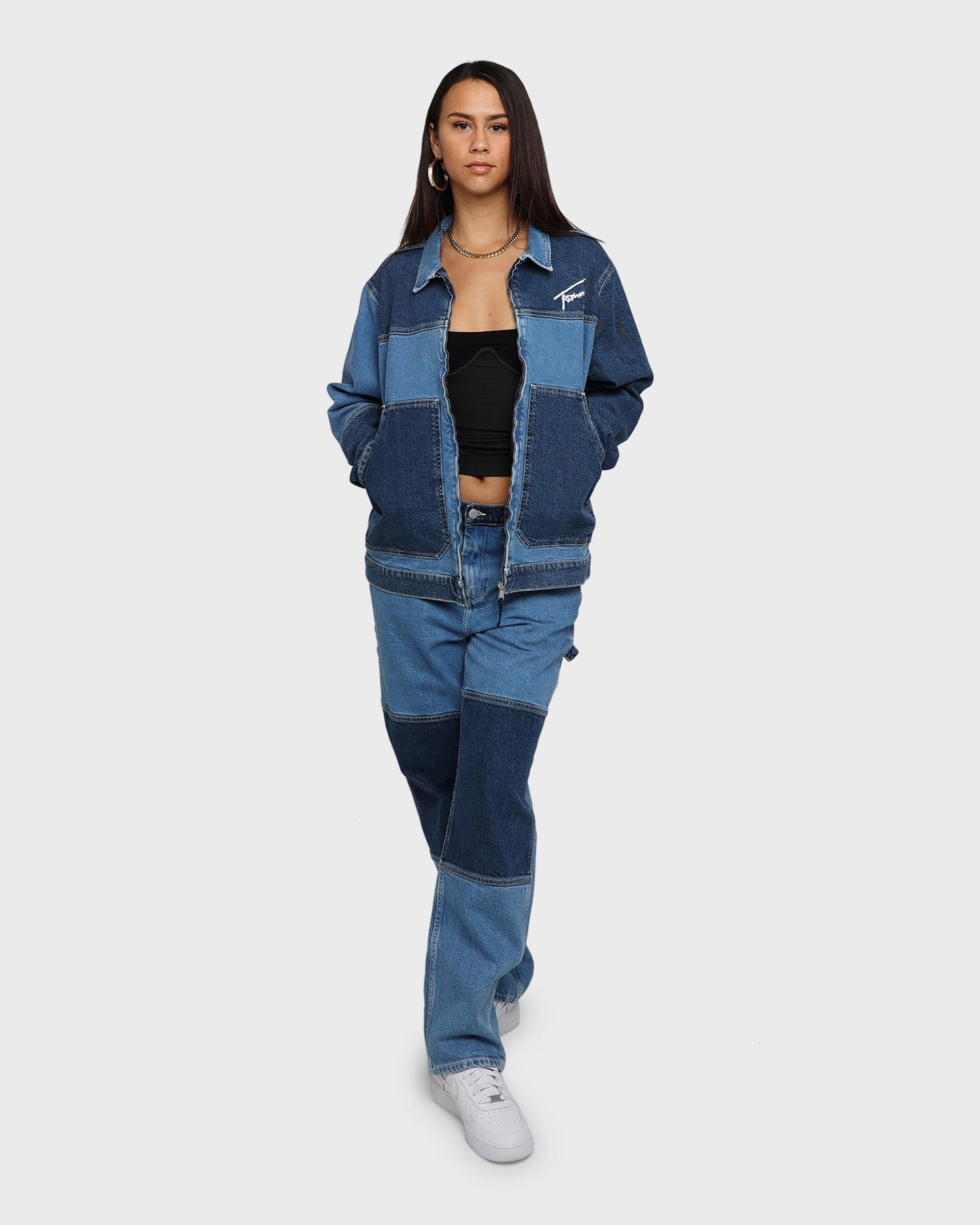 Clock Daily Comfort Tommy Jeans TJM Panel Zip Denim Jacket Denim Light