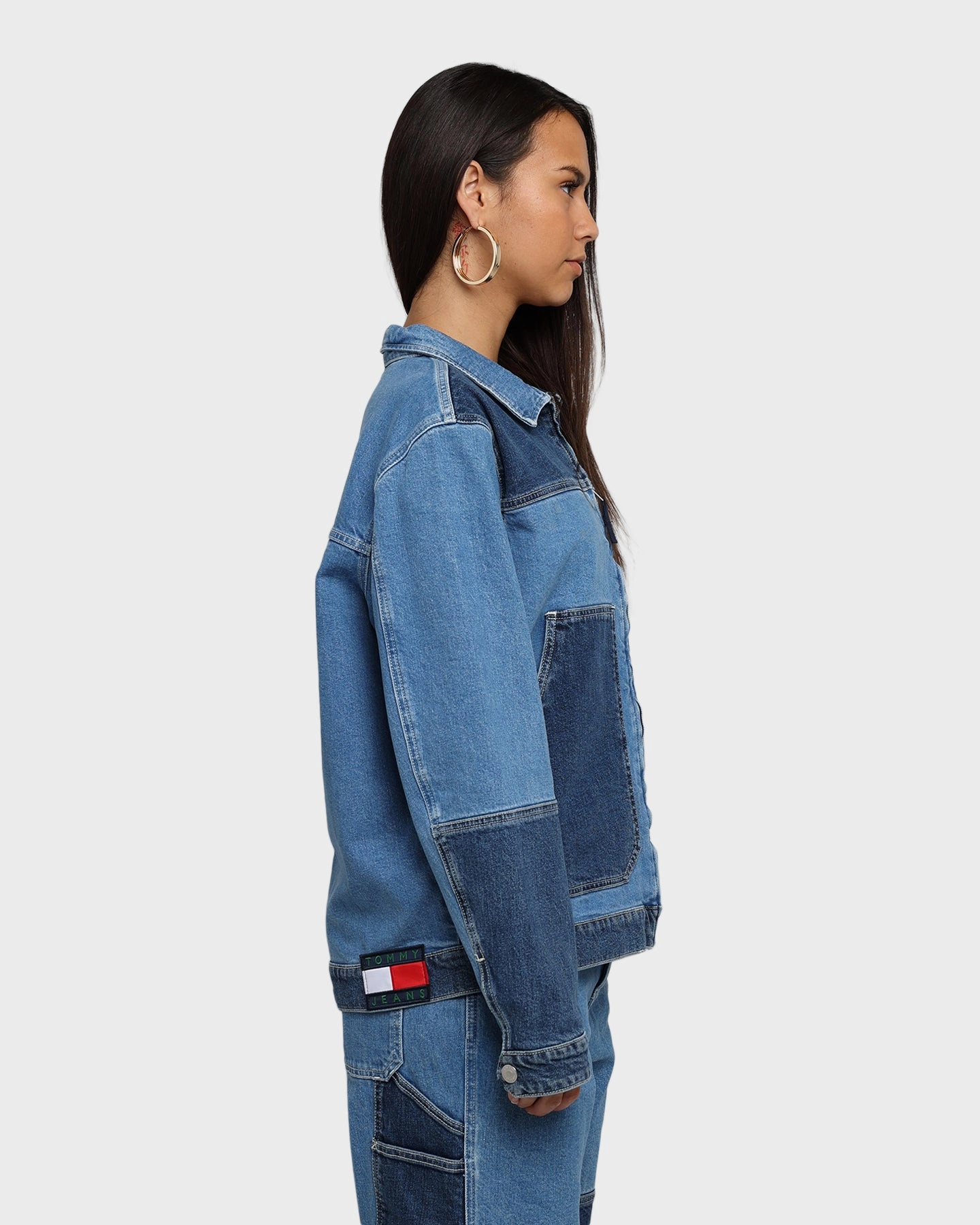 Tommy Jeans TJM Panel Zip Denim Jacket Denim Light Patch Breathable Material