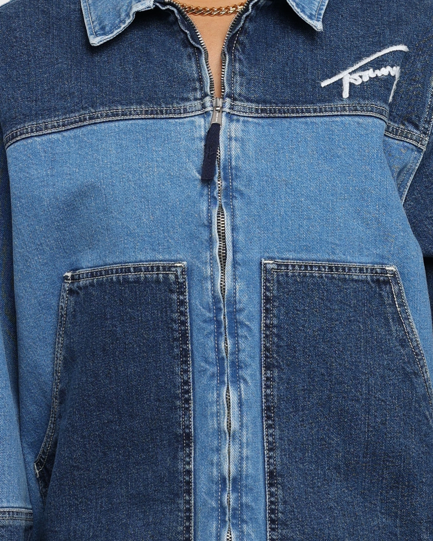 Chain Tommy Jeans TJM Panel Zip Denim Jacket Denim Light