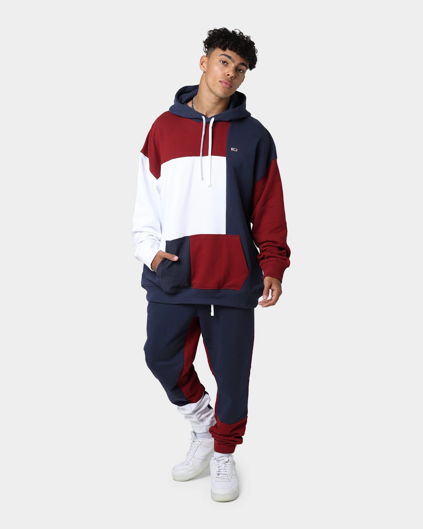 Tommy Jeans TJM Reverse Colorblock Hoodie Twilight Navy/Maroon Versatile Wear