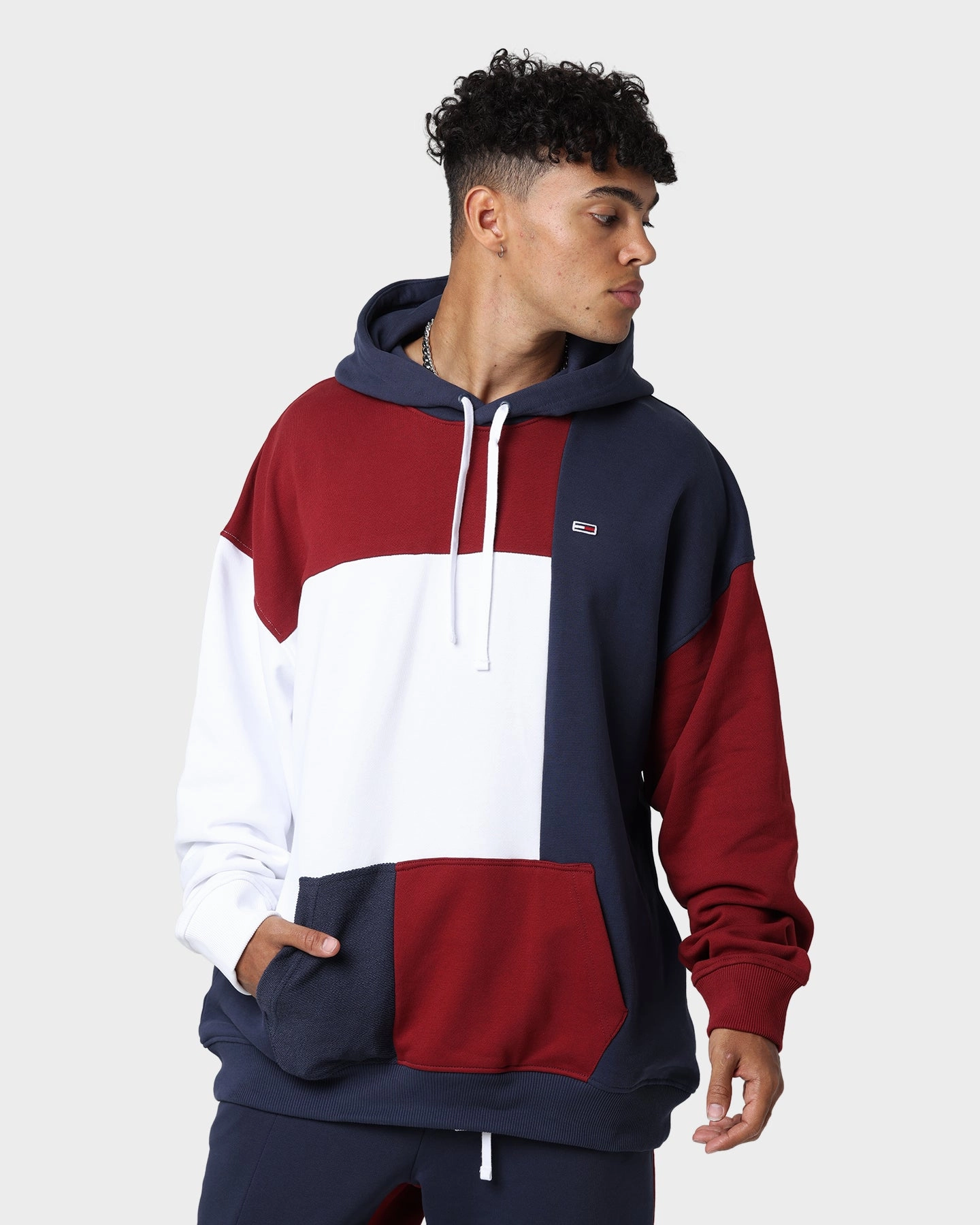 Stretch Enhanced Mobility Warm and Practical Tommy Jeans TJM Reverse Colorblock Hoodie Twilight Navy/Maroon
