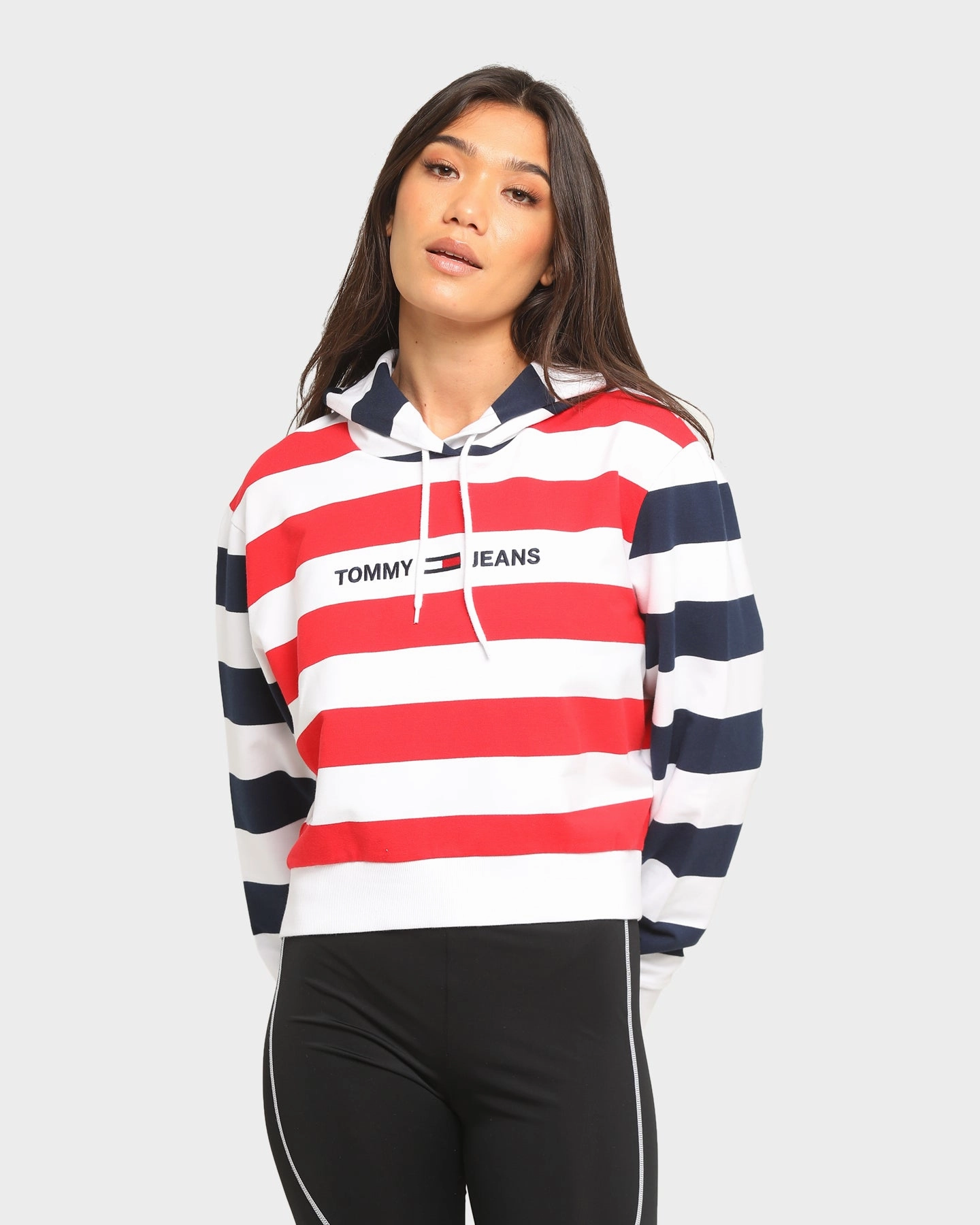 Powder Storm Resistant Closure Tommy Jeans Women's Multi-Stripe Hoodie Twilight Navy/M