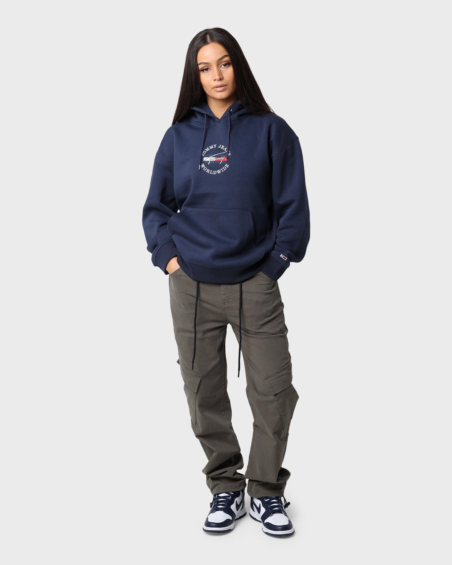 rehearsal Sports Jacket Tommy Jeans Women's Relaxed Timeless Signature Logo Hoodie Twilight Navy