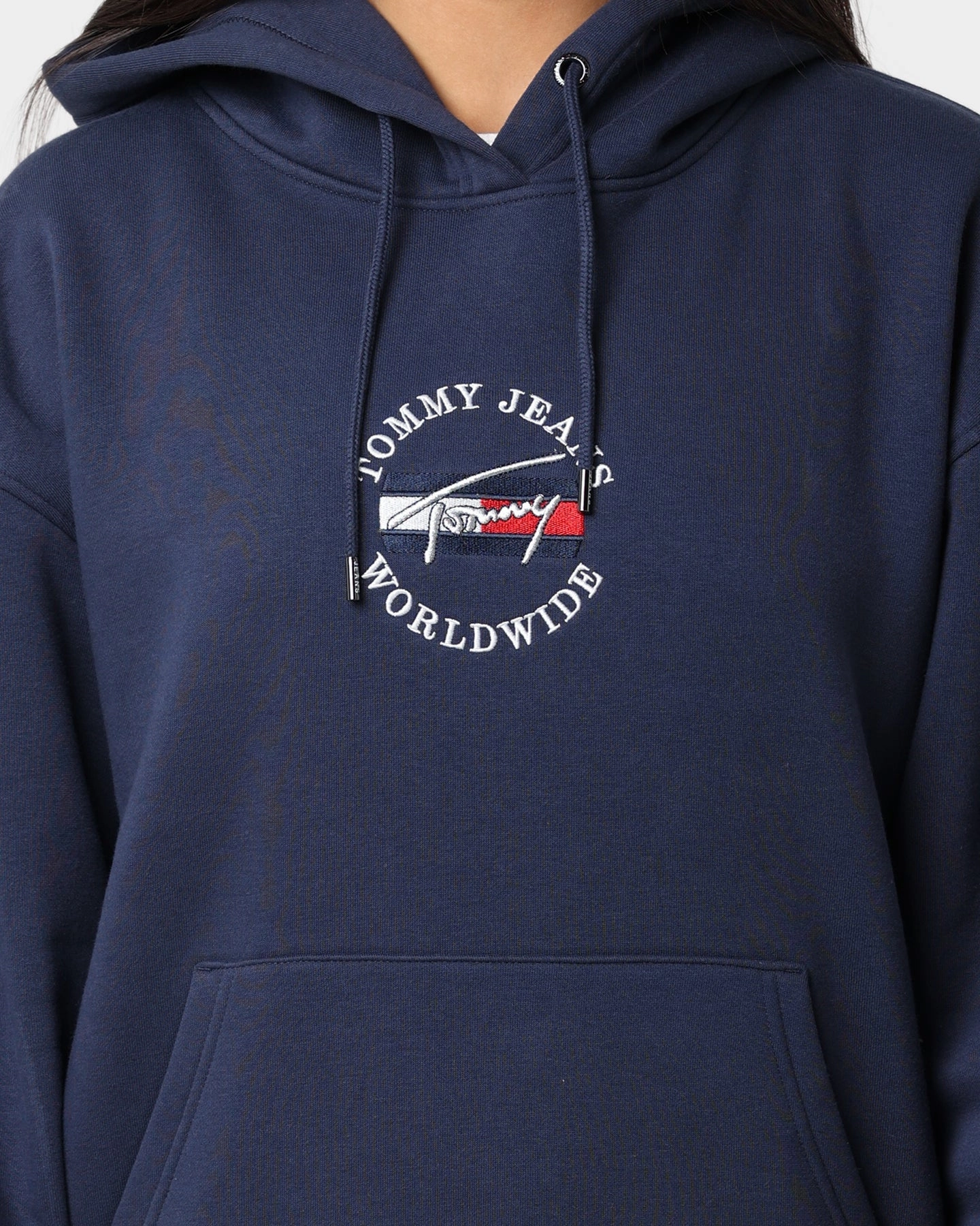 kind Tommy Jeans Women's Relaxed Timeless Signature Logo Hoodie Twilight Navy