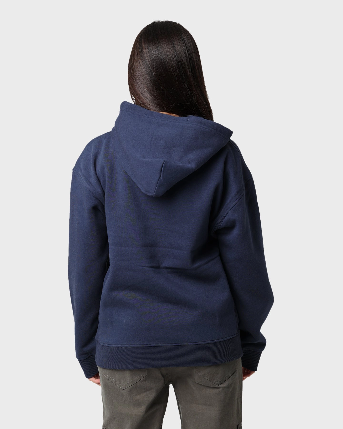 Tommy Jeans Women's Relaxed Timeless Signature Logo Hoodie Twilight Navy Smooth Finish QuiltedPattern