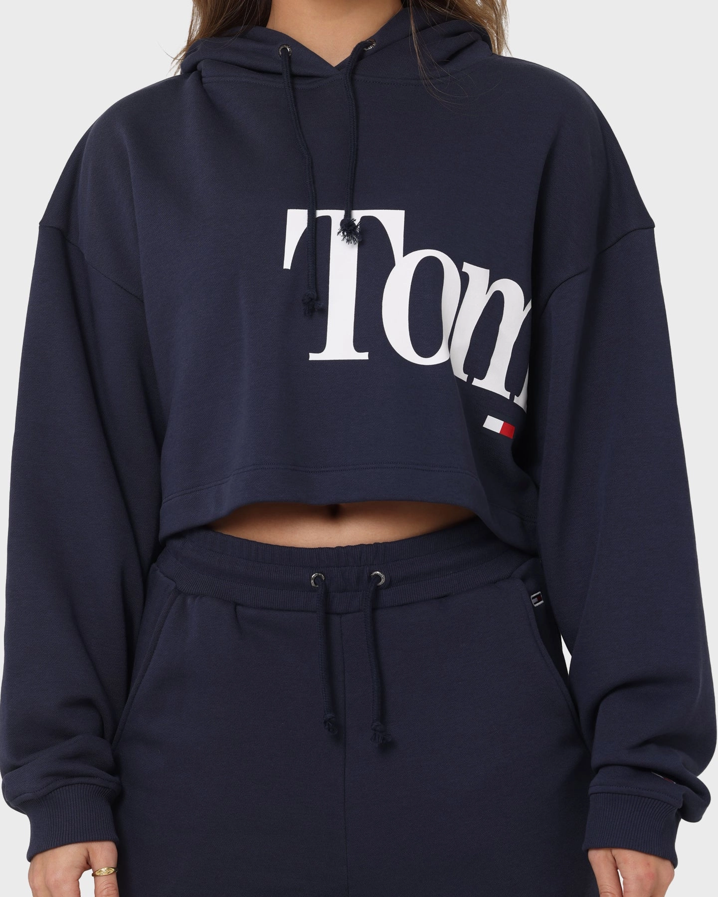 Dry Tommy Jeans Women's Super Crop Bold Hoodie Twilight Navy