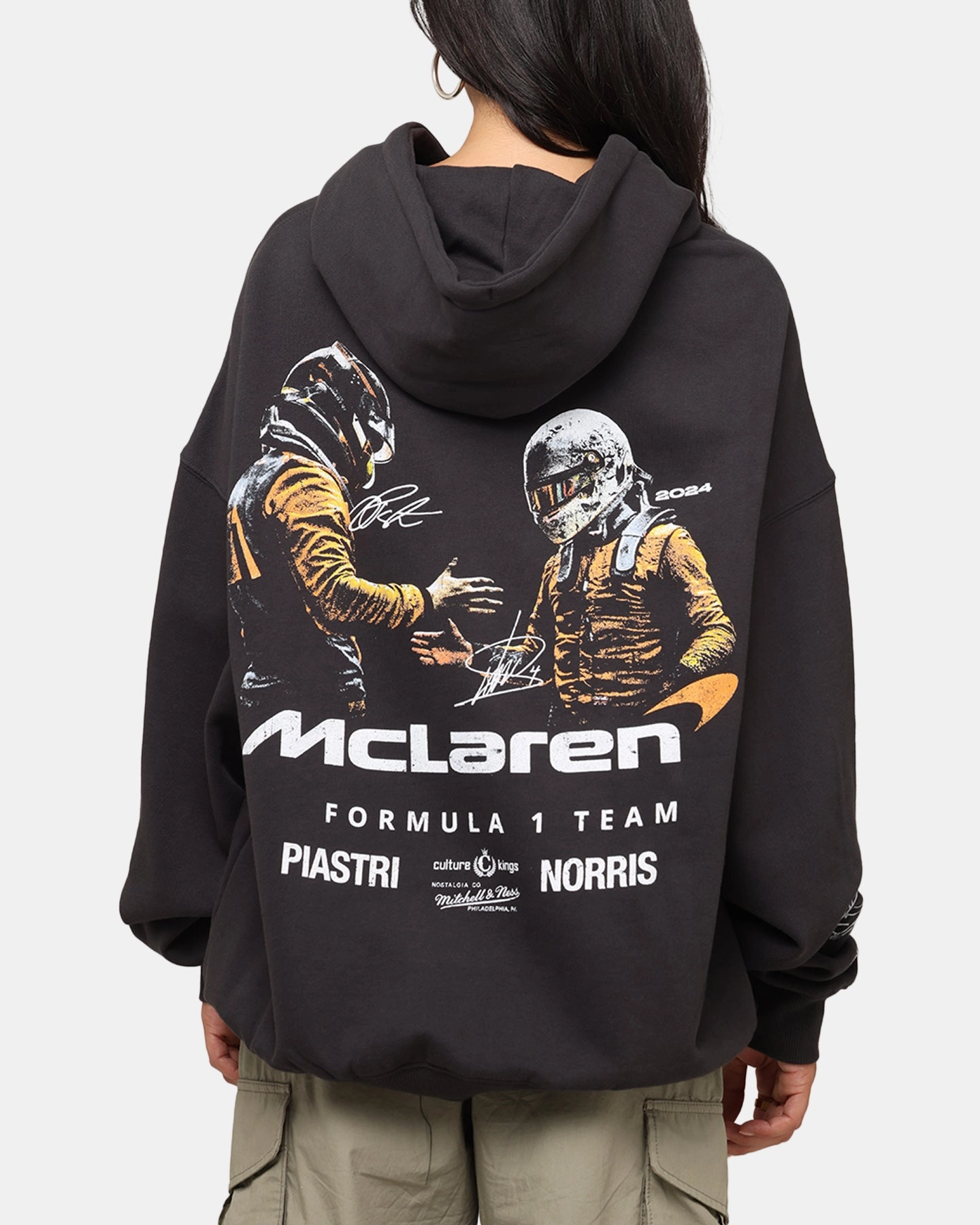 Mitchell & Ness X Mclaren Teammates Hoodie Faded Black Rugged Look